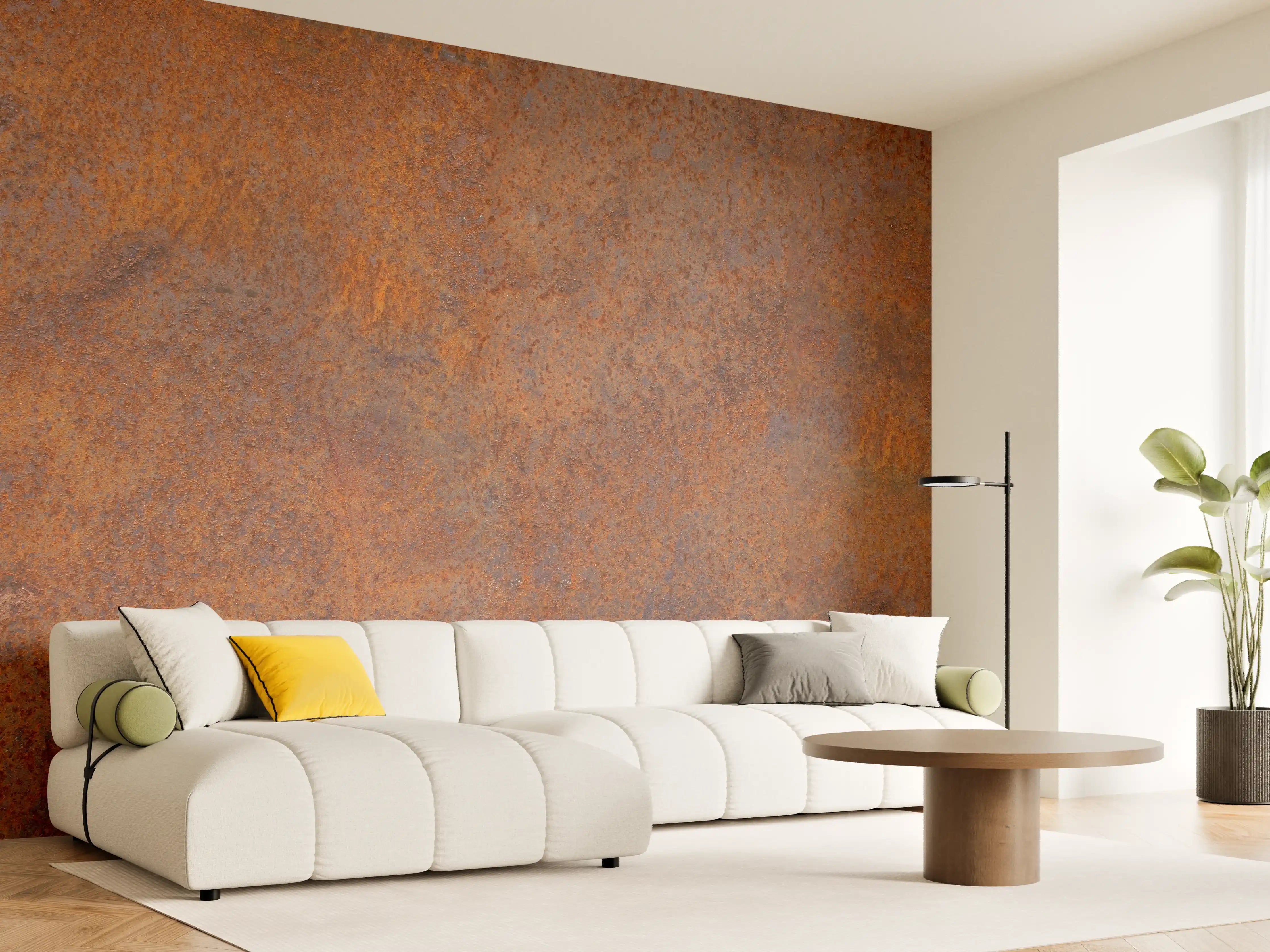 Wandverkleidung Wohnzimmer - Rustikale Metalloberfläche mit Rosteffekt