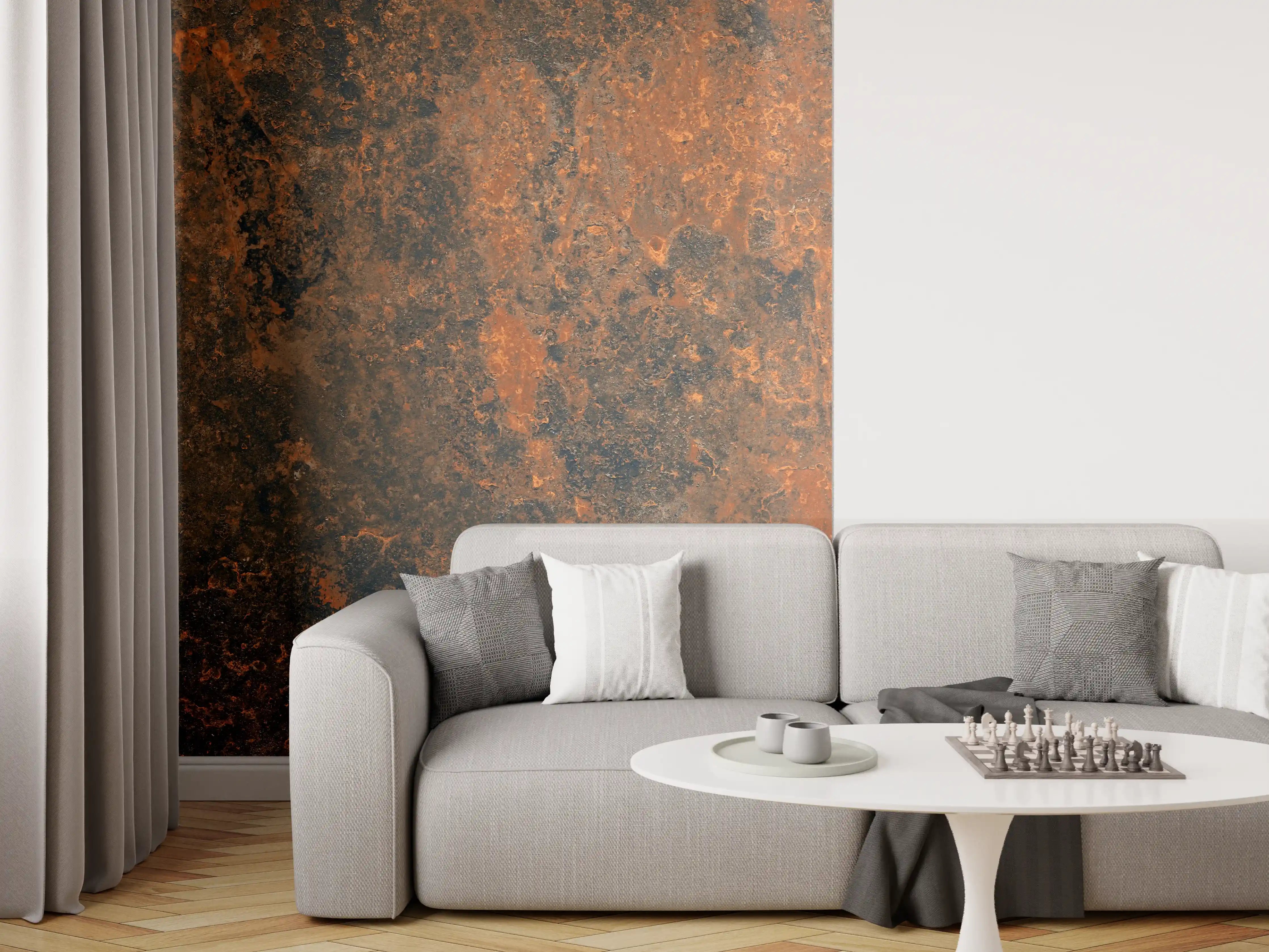 Wandverkleidung Wohnzimmer - Rustikale Metalltextur für Industriestil