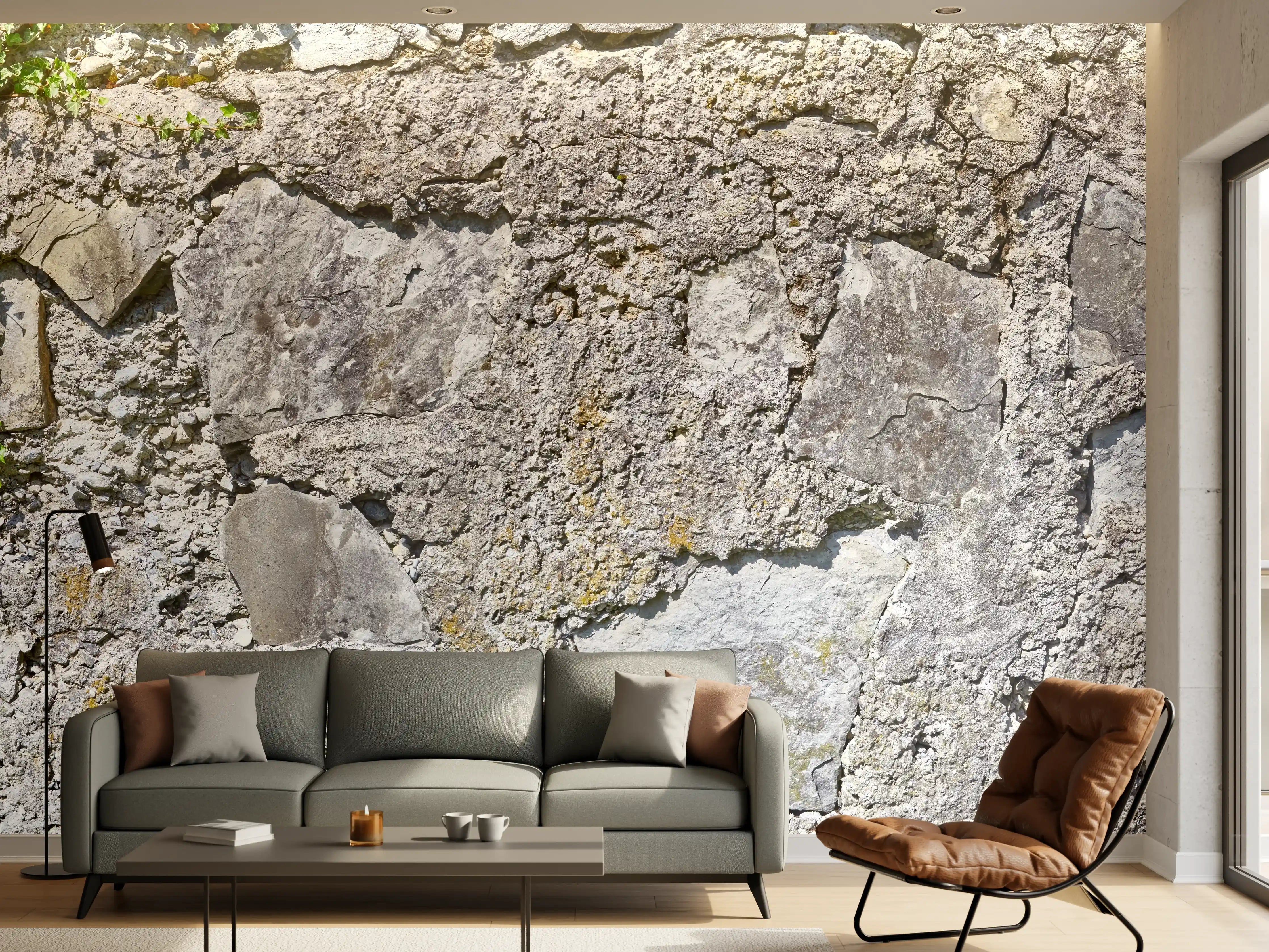 Wandverkleidung Wohnzimmer - Rustikale Schiefermauer