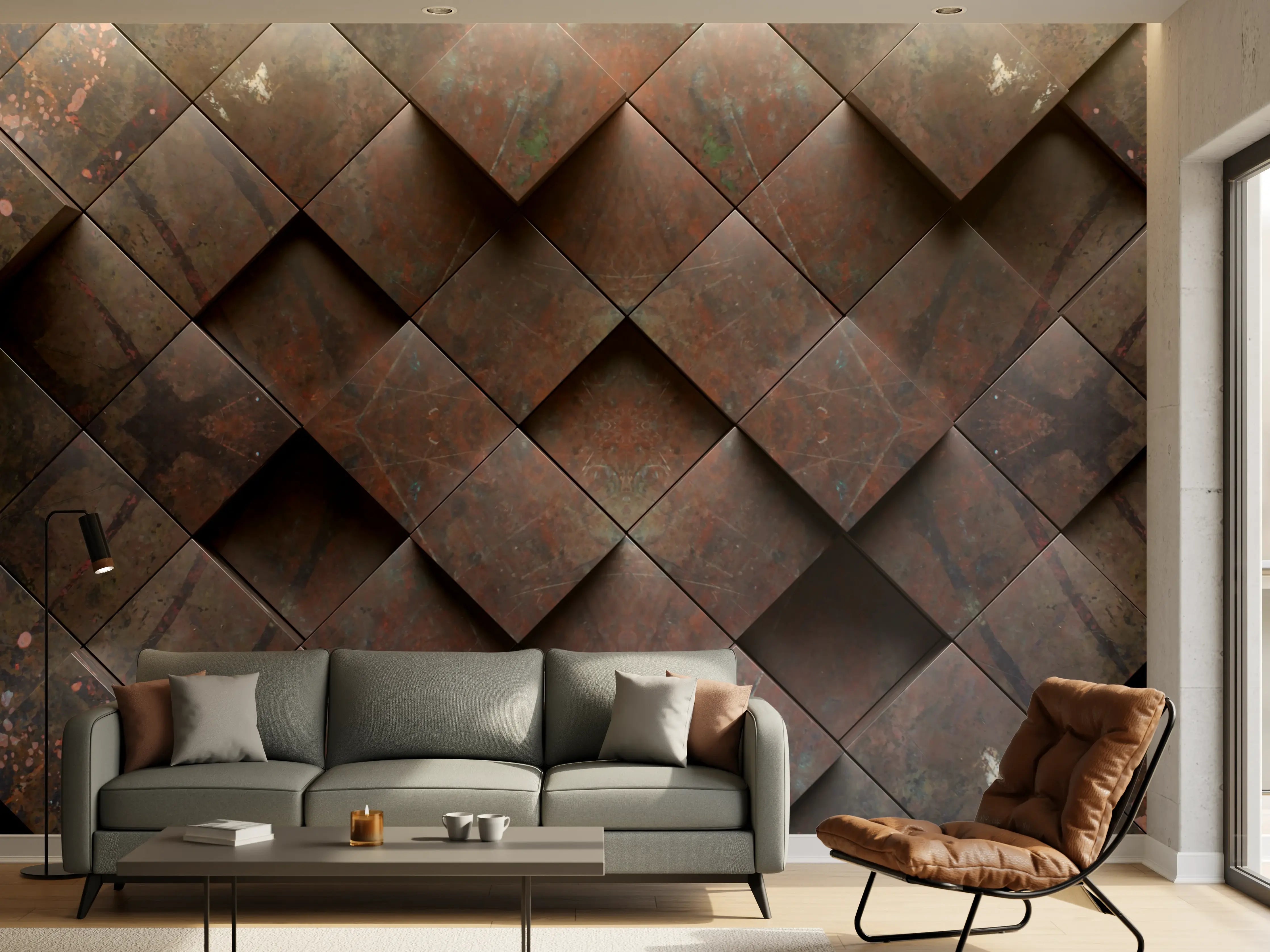 Wandverkleidung Wohnzimmer - Rustikale Stahlplatten Wanddeko