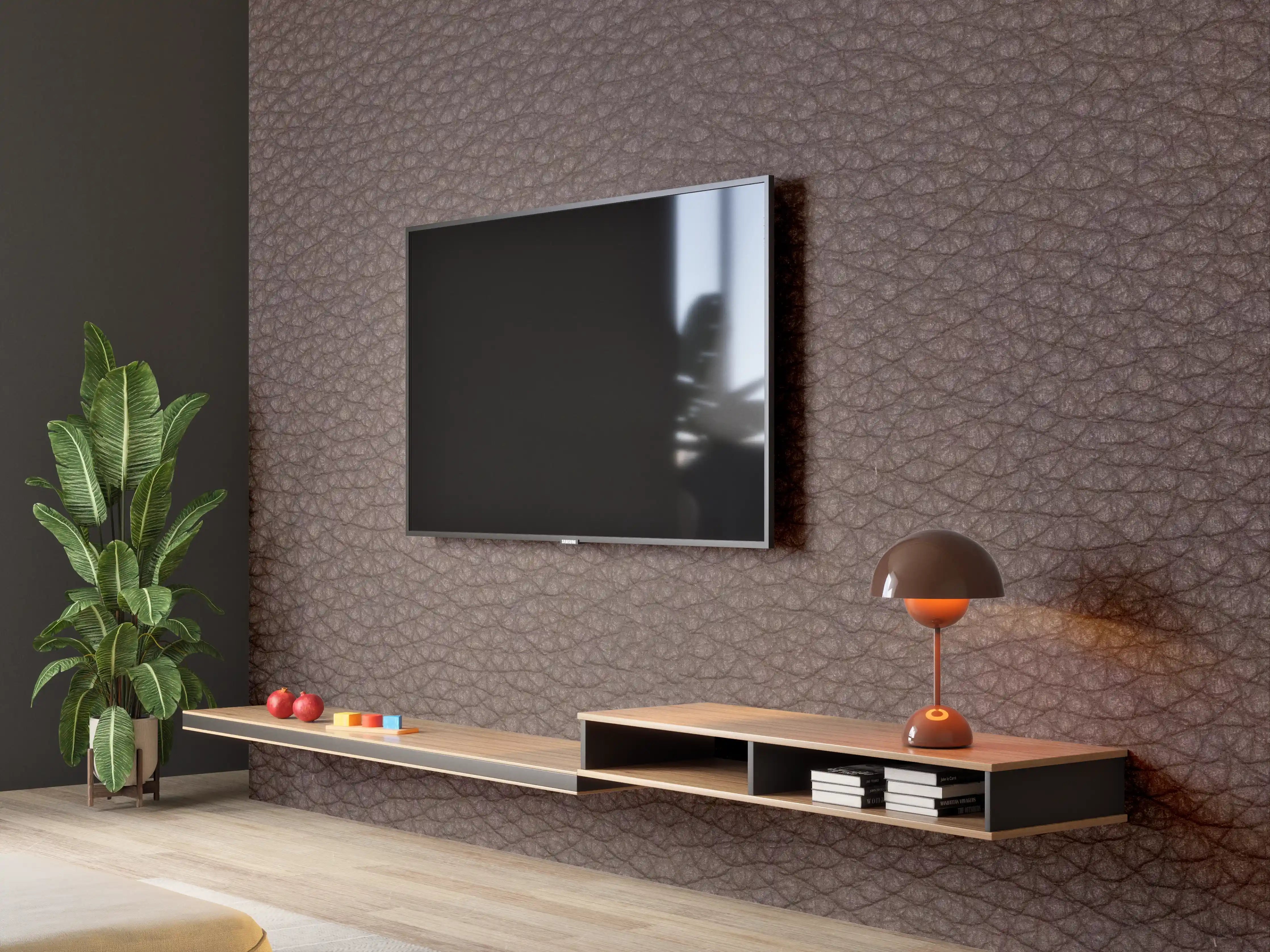 Wandverkleidung Wohnzimmer - Rustikales Dunkelbraun Leder