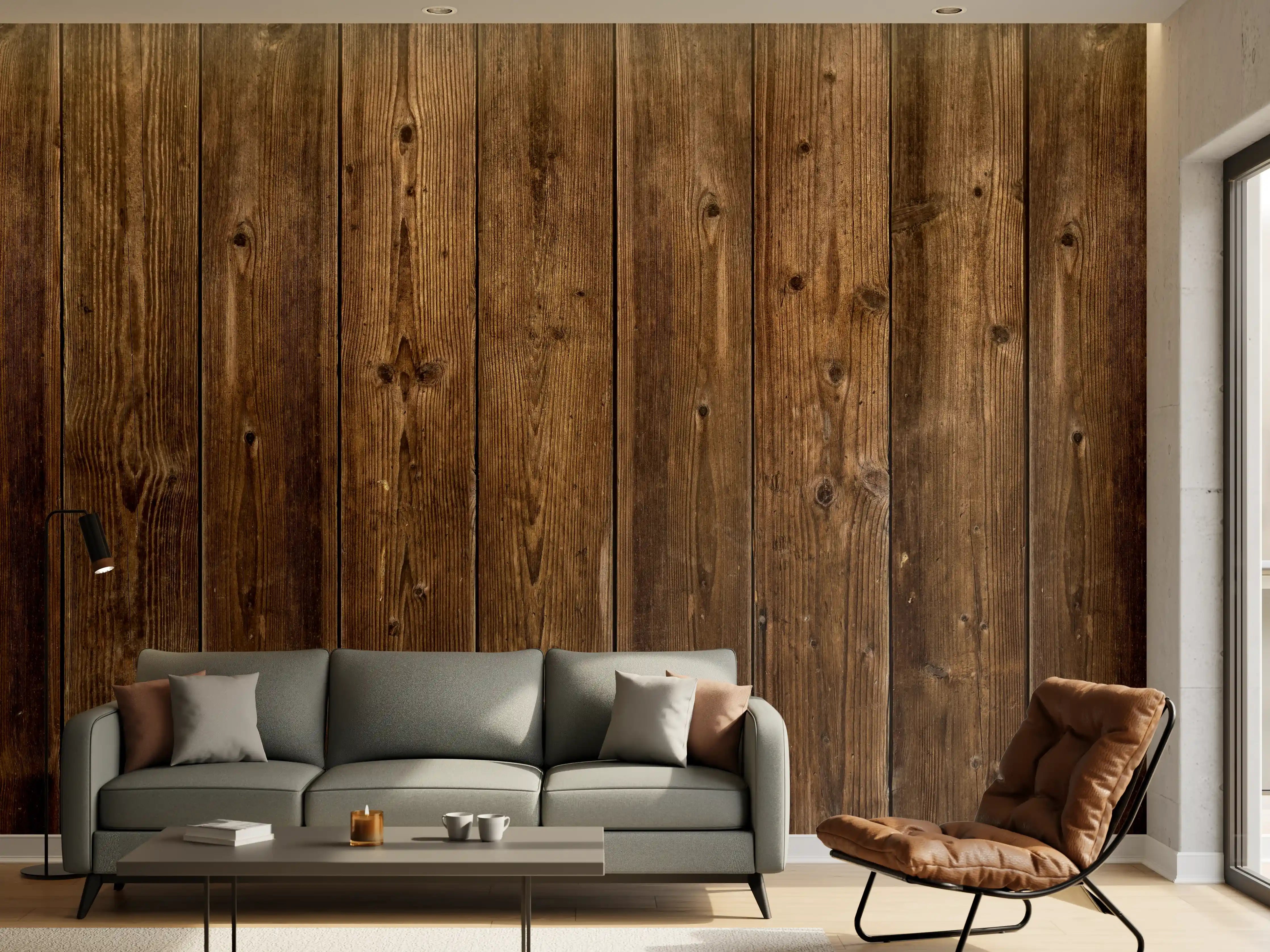 Wandverkleidung Wohnzimmer - Rustikales Holzpaneel Design
