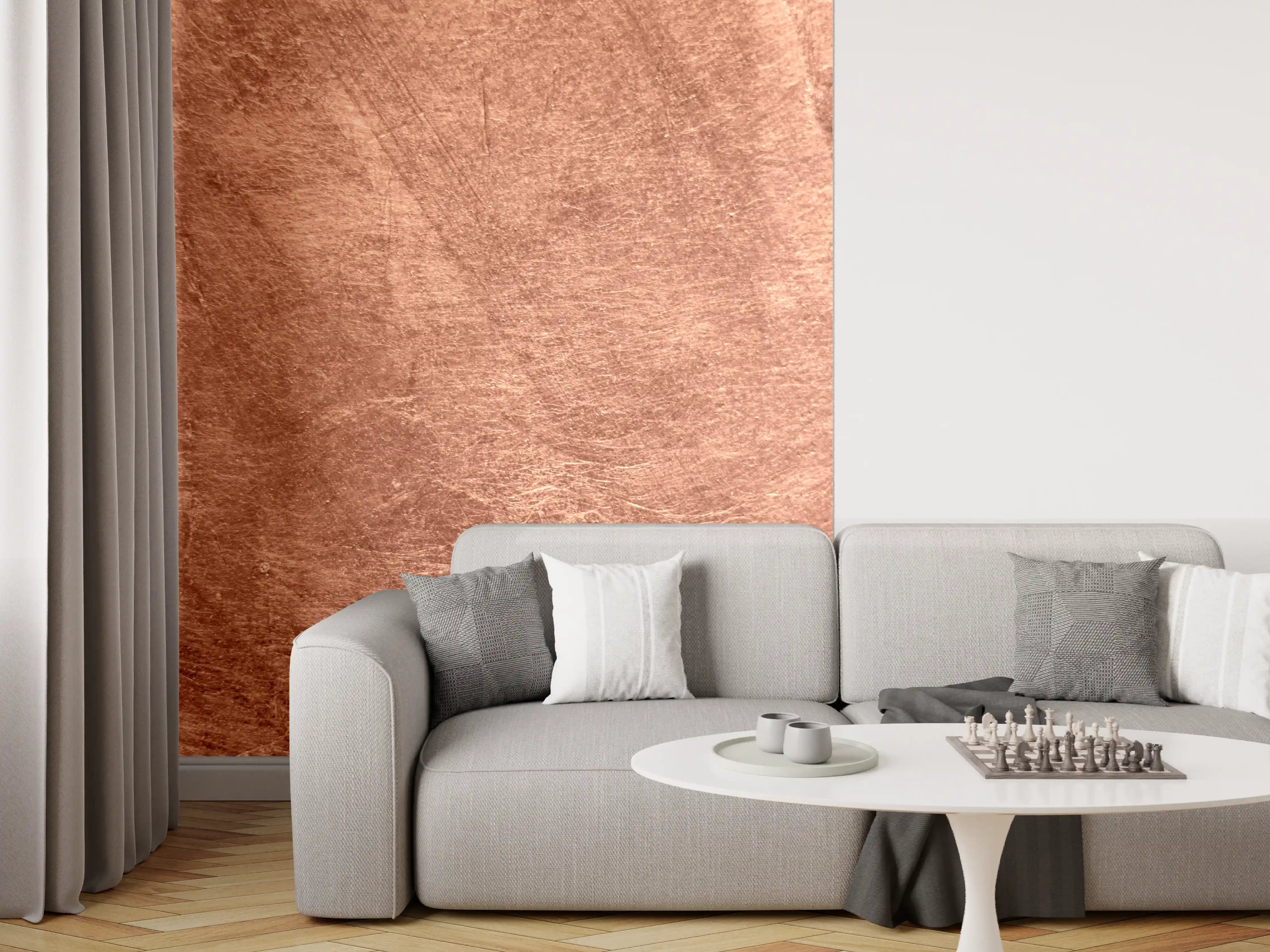 Wandverkleidung Wohnzimmer - Rustikales Kupfer-Design