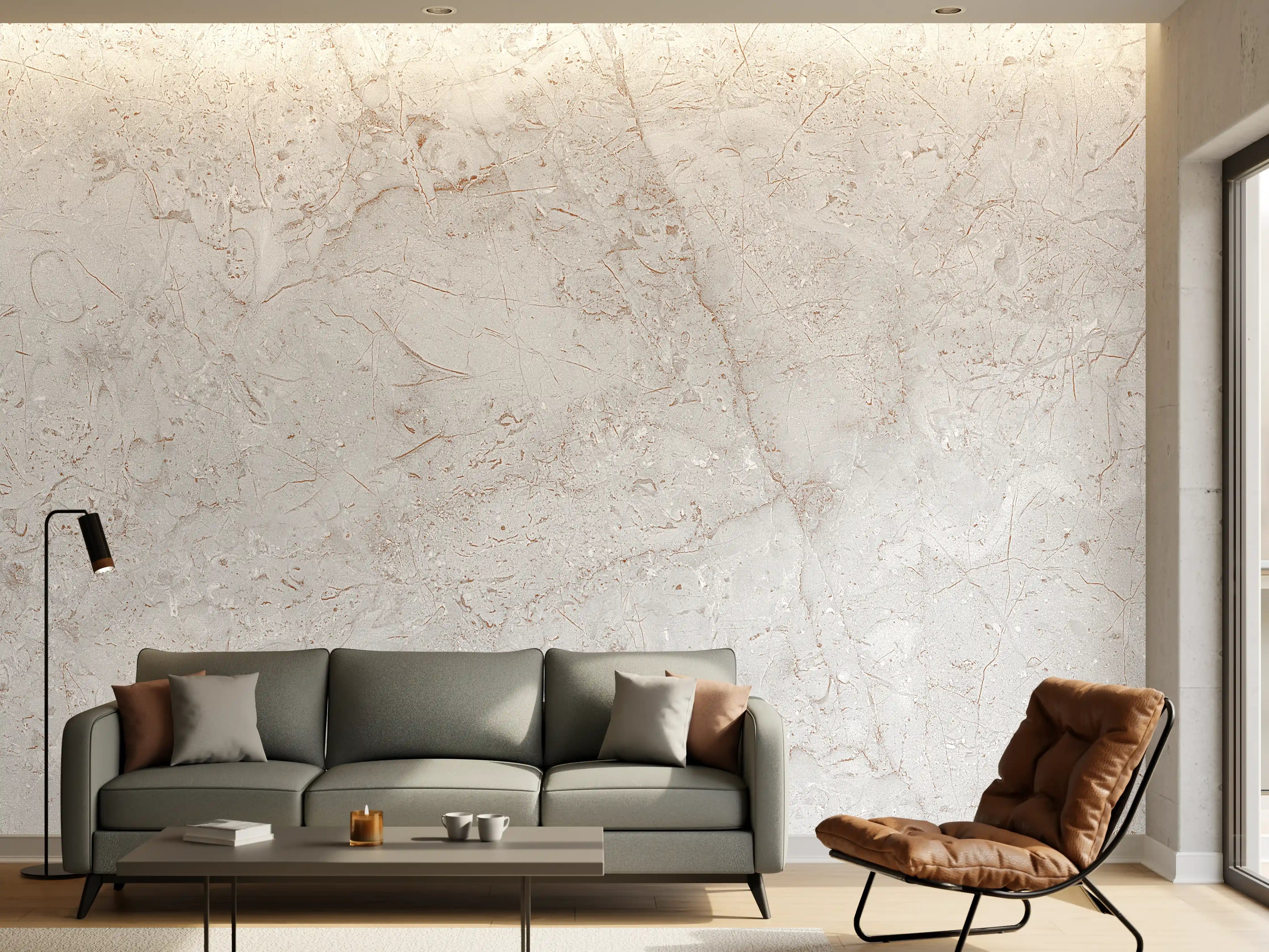 Wandverkleidung Wohnzimmer - Rustikales Marmor-Design
