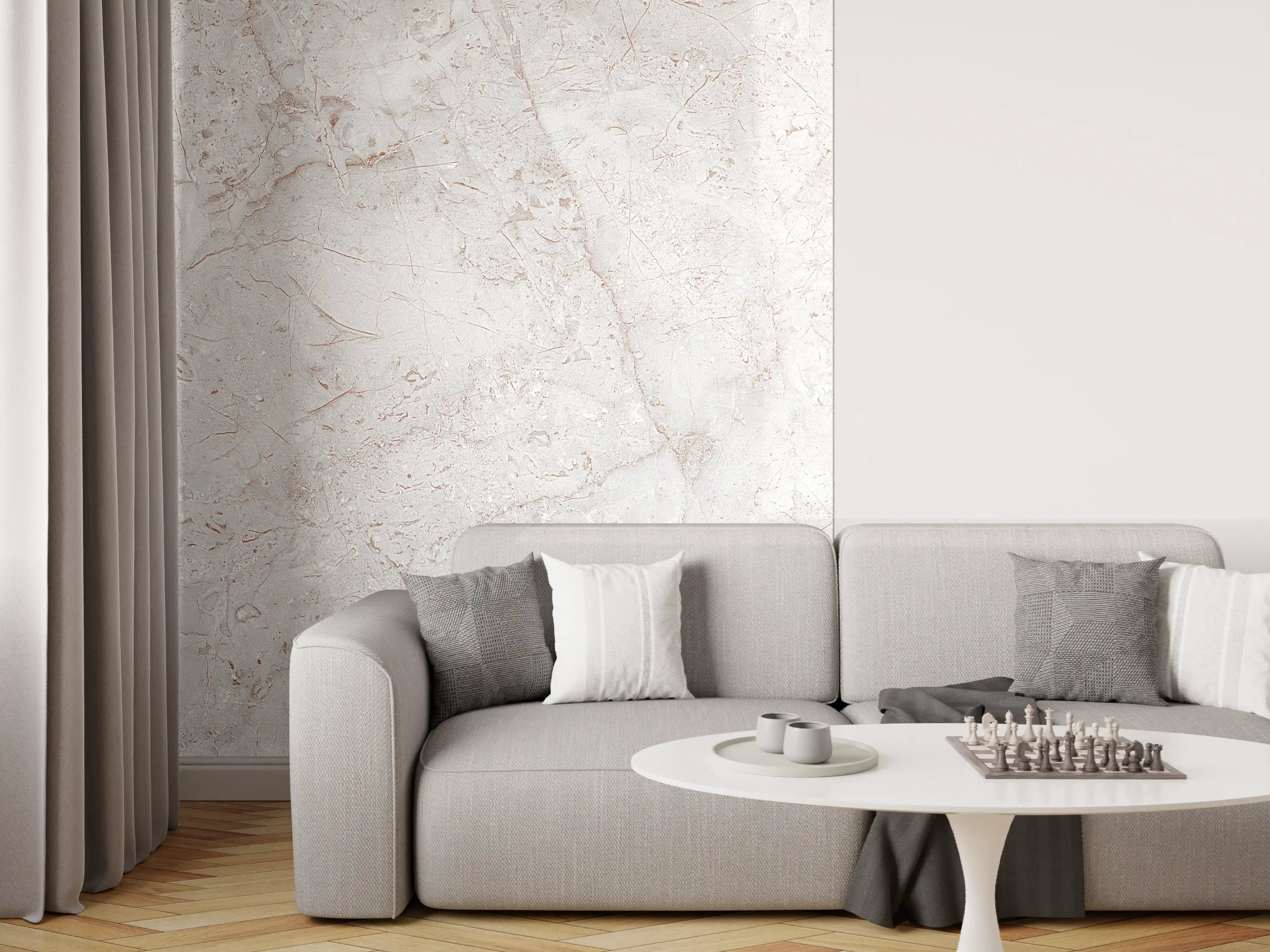 Wandverkleidung Wohnzimmer - Rustikales Marmor-Design