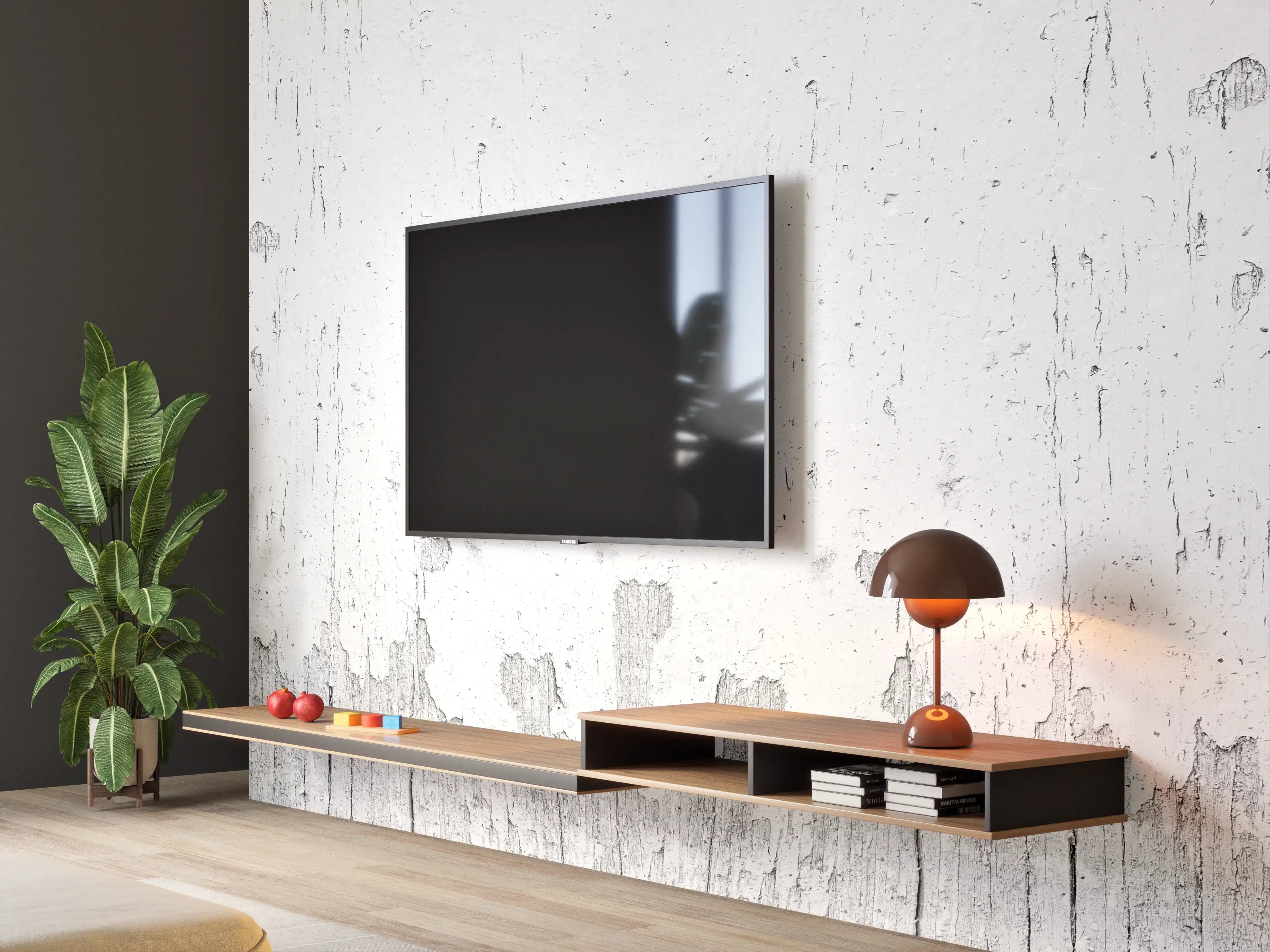 Wandverkleidung Wohnzimmer - Rustikales weiß lackiertes Holz