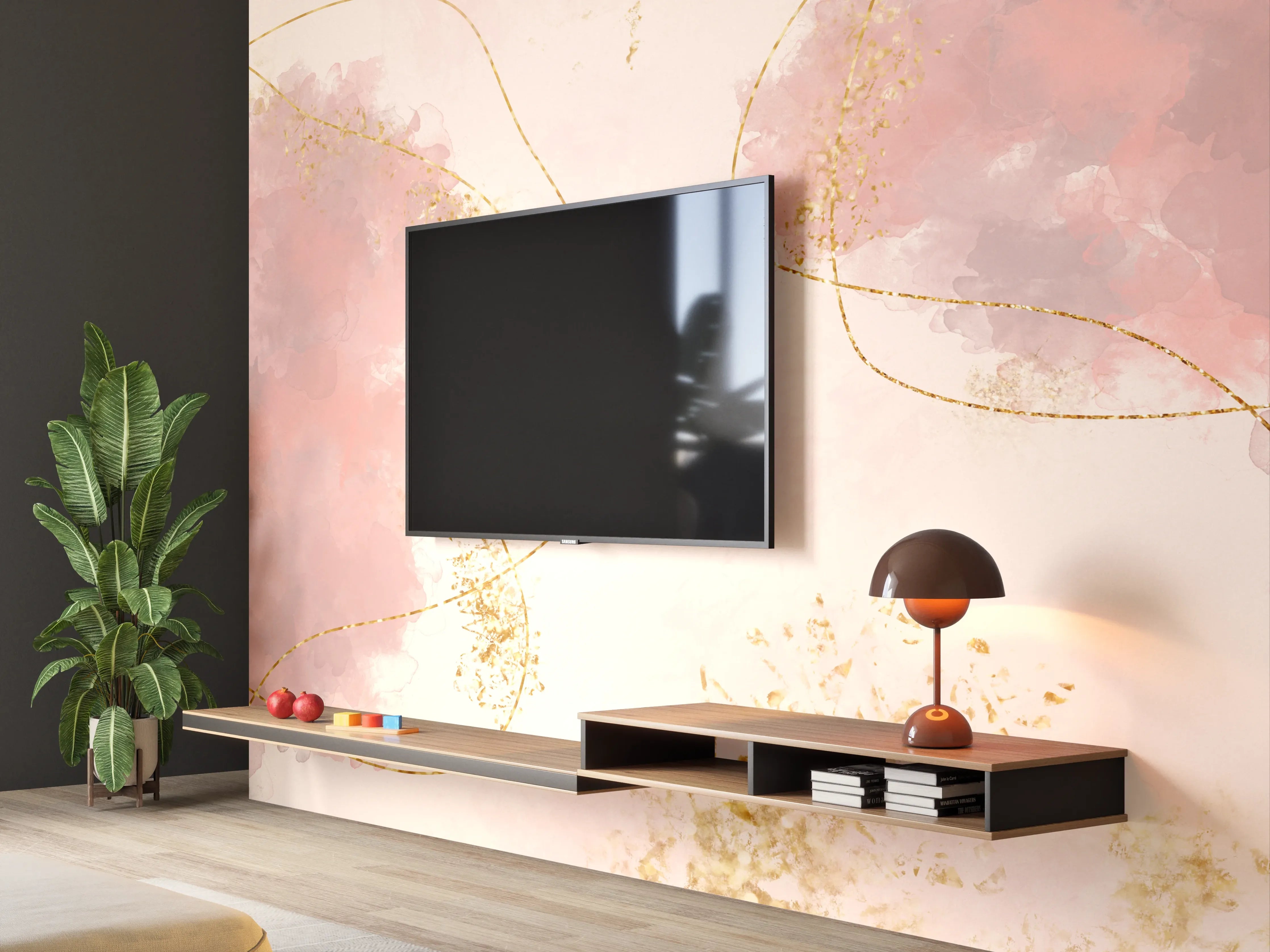 Wandverkleidung Wohnzimmer - Sanfte Aquarell-Flowers in Pastellfarben