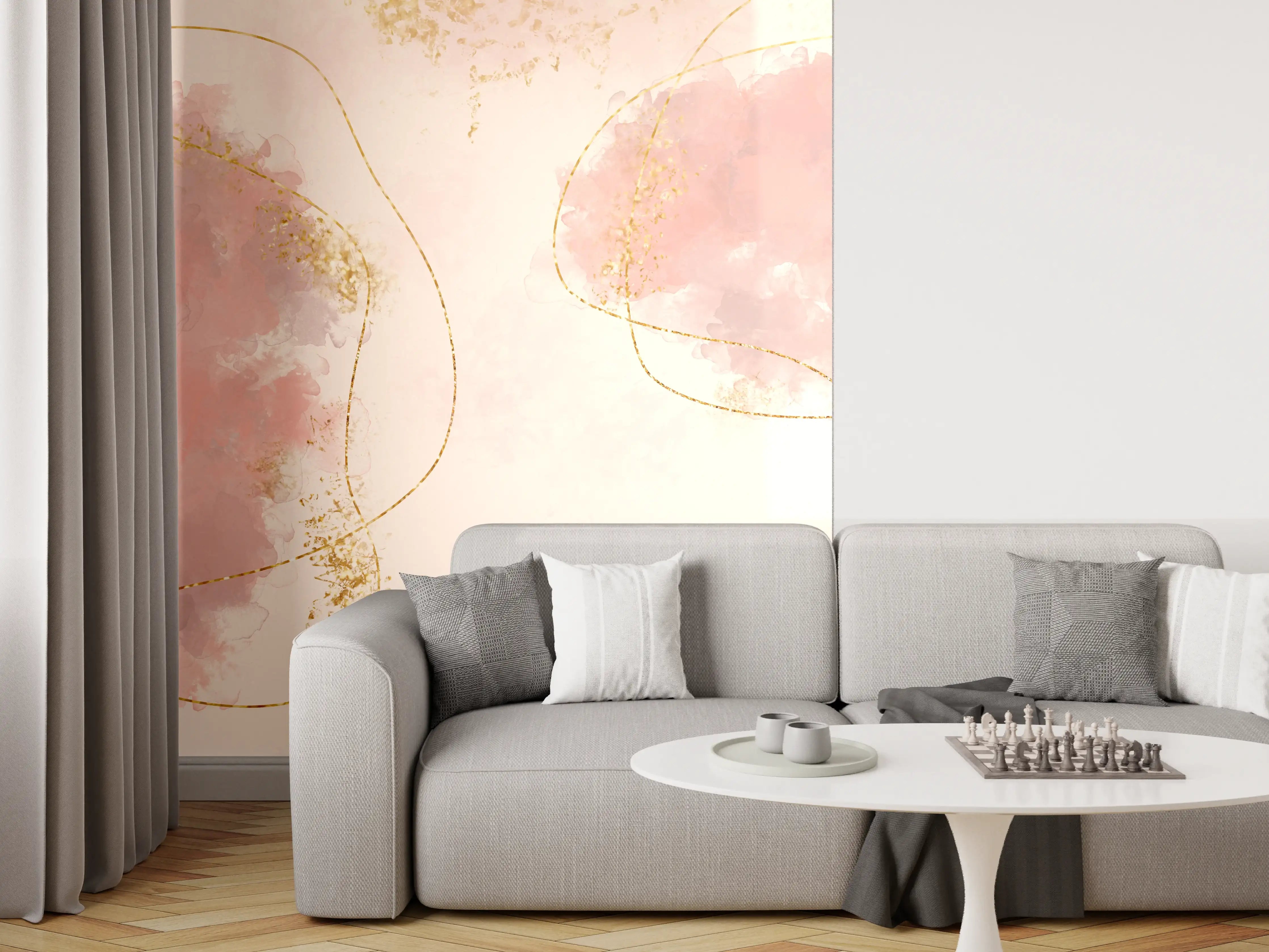 Wandverkleidung Wohnzimmer - Sanfte Aquarell-Flowers in Pastellfarben