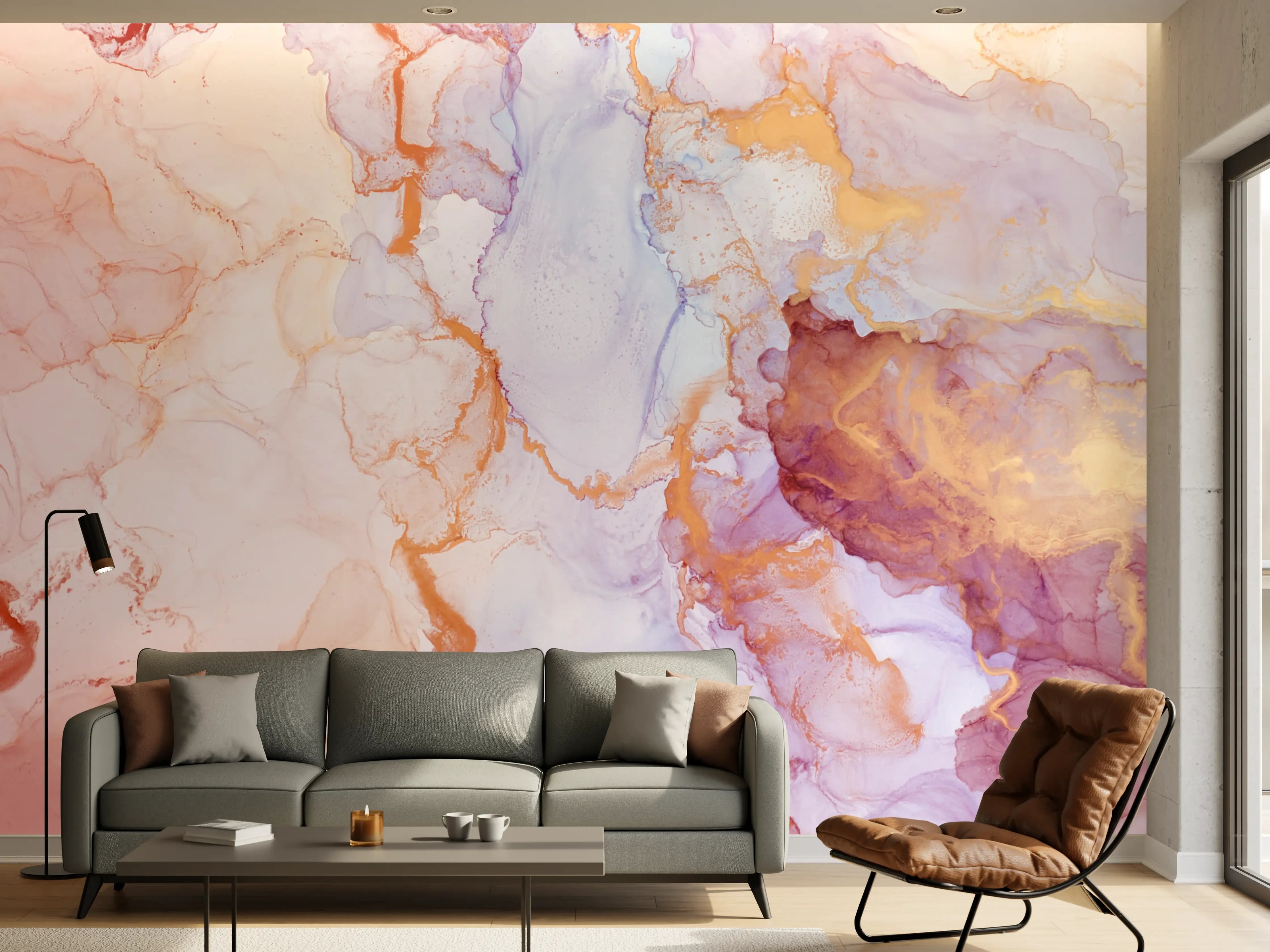 Wandverkleidung Wohnzimmer - Sanfte Aquarell-Textur in Pastellfarben