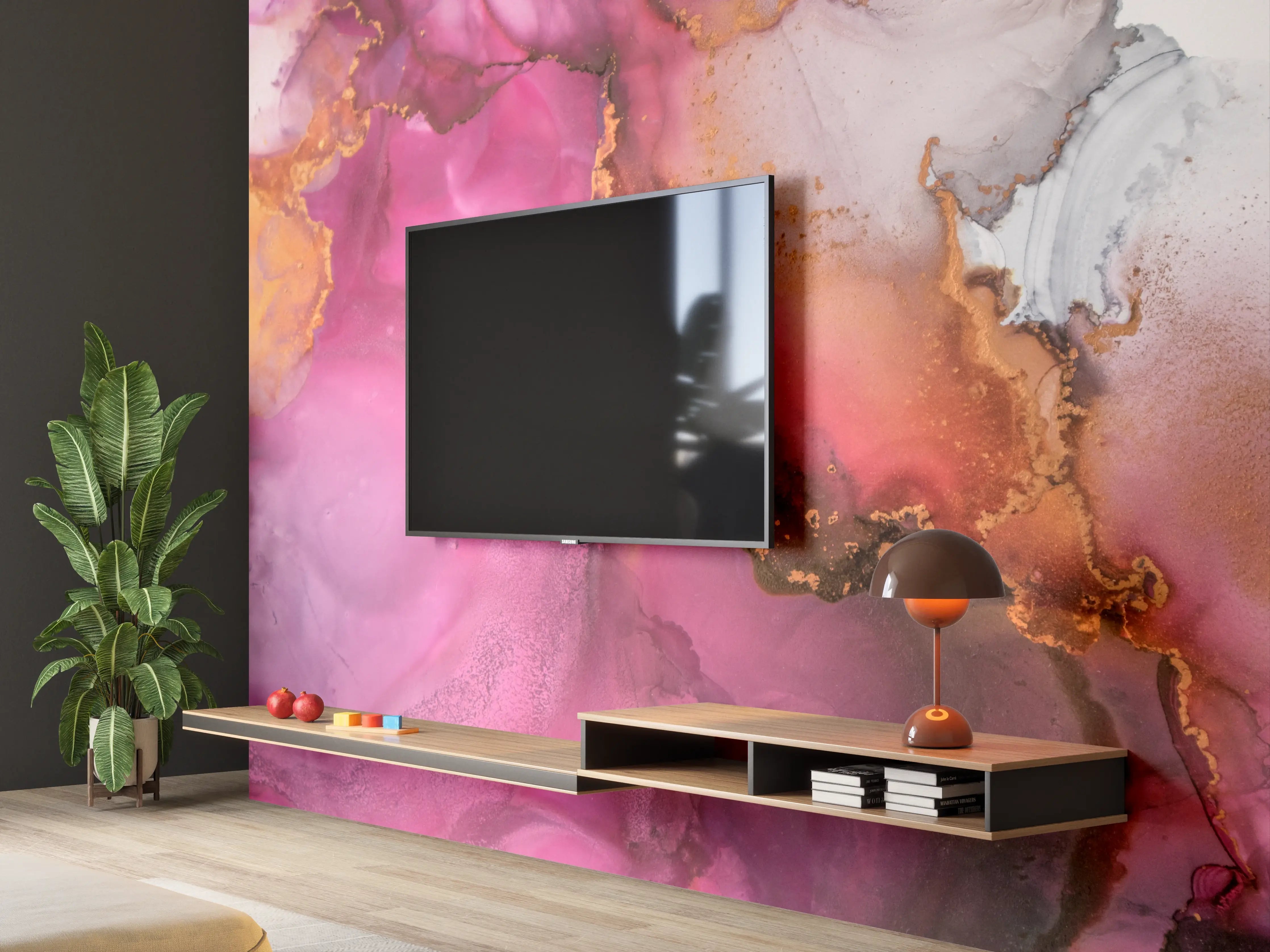 Wandverkleidung Wohnzimmer - Sanfte Grautöne im Aquarellmeer