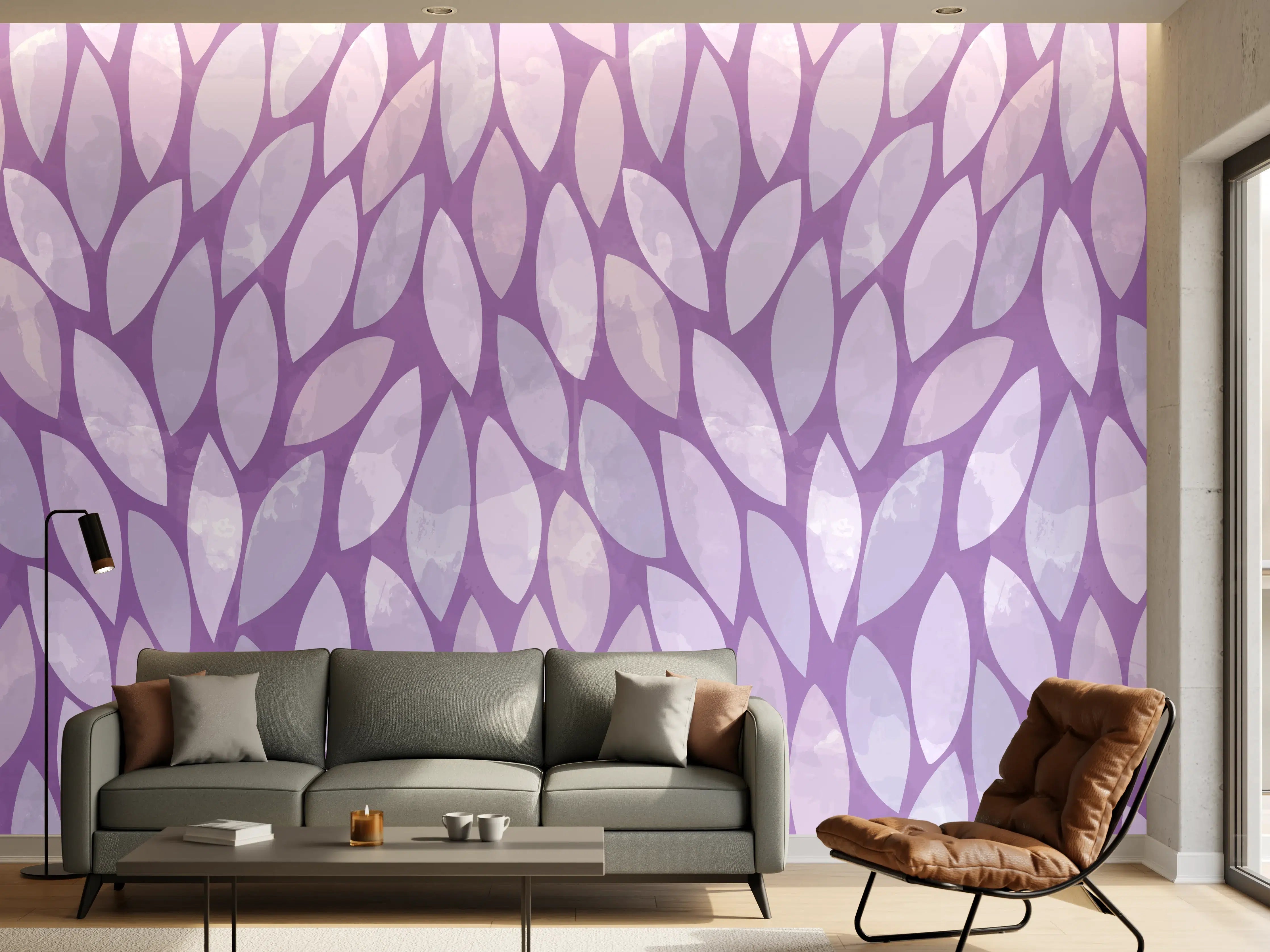 Wandverkleidung Wohnzimmer - Sanfte Grautöne in Pastellblumen