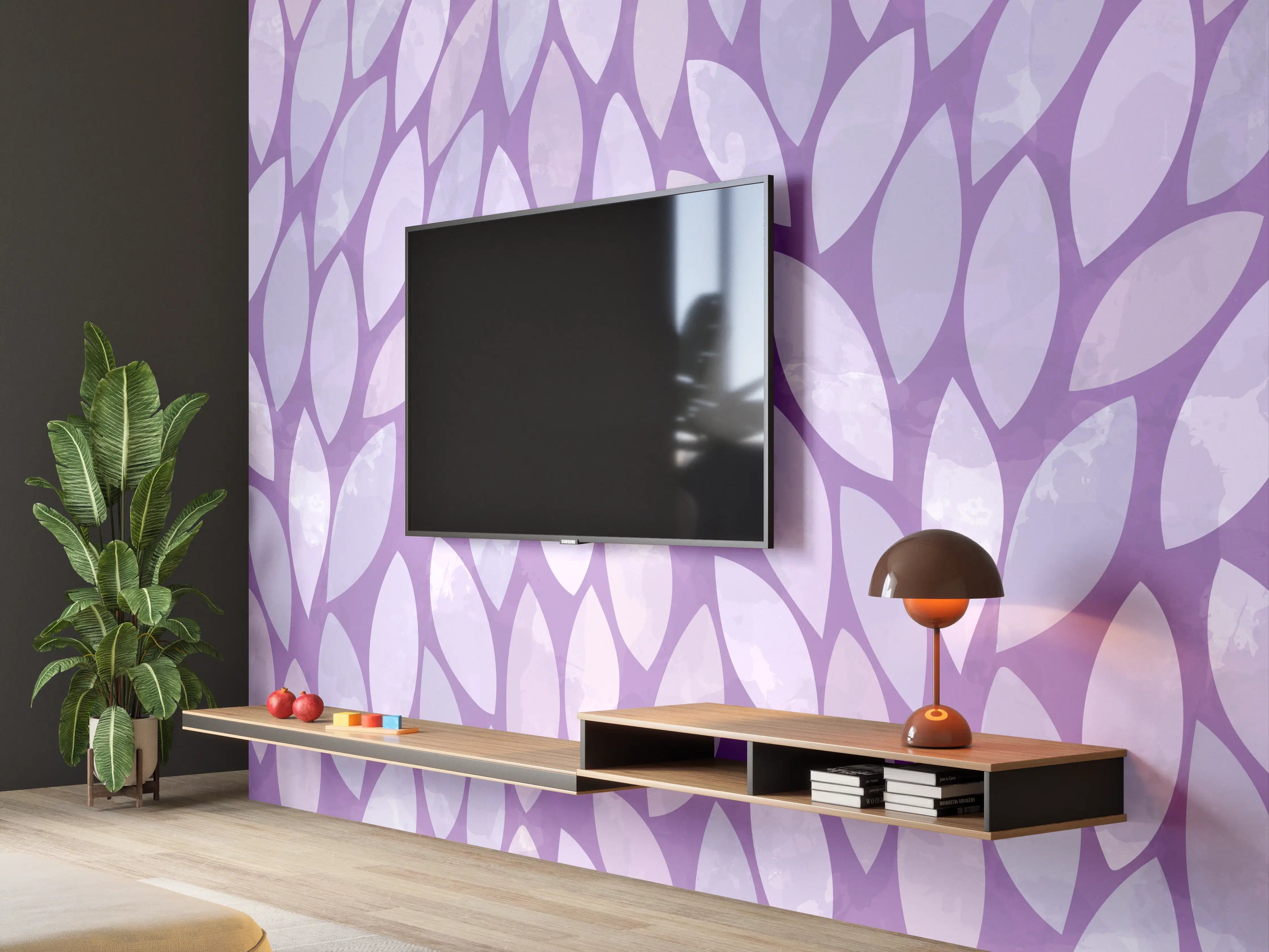Wandverkleidung Wohnzimmer - Sanfte Grautöne in Pastellblumen