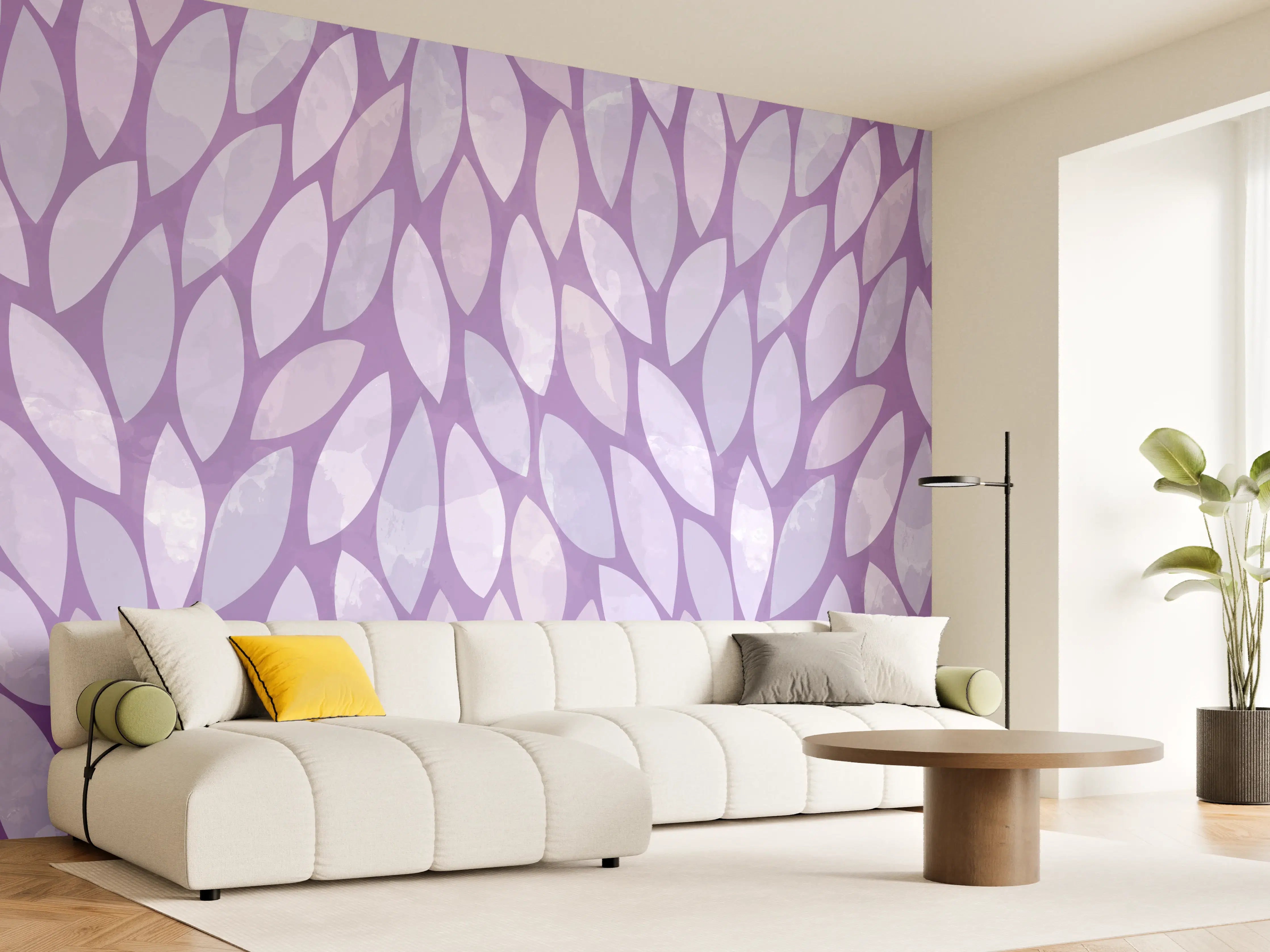 Wandverkleidung Wohnzimmer - Sanfte Grautöne in Pastellblumen