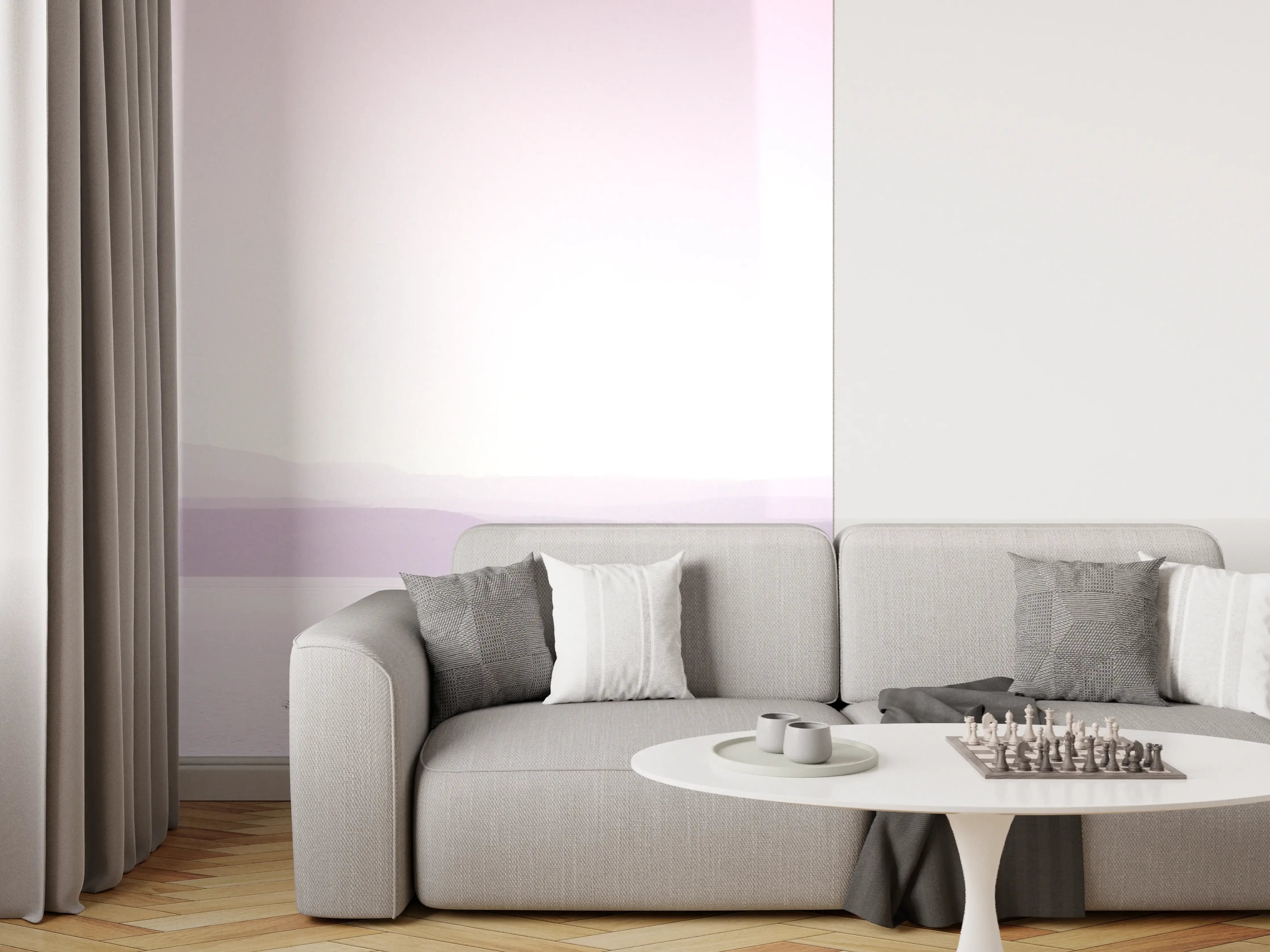 Wandverkleidung Wohnzimmer - Sanfte Landschaft mit einsamer Baumbestockung