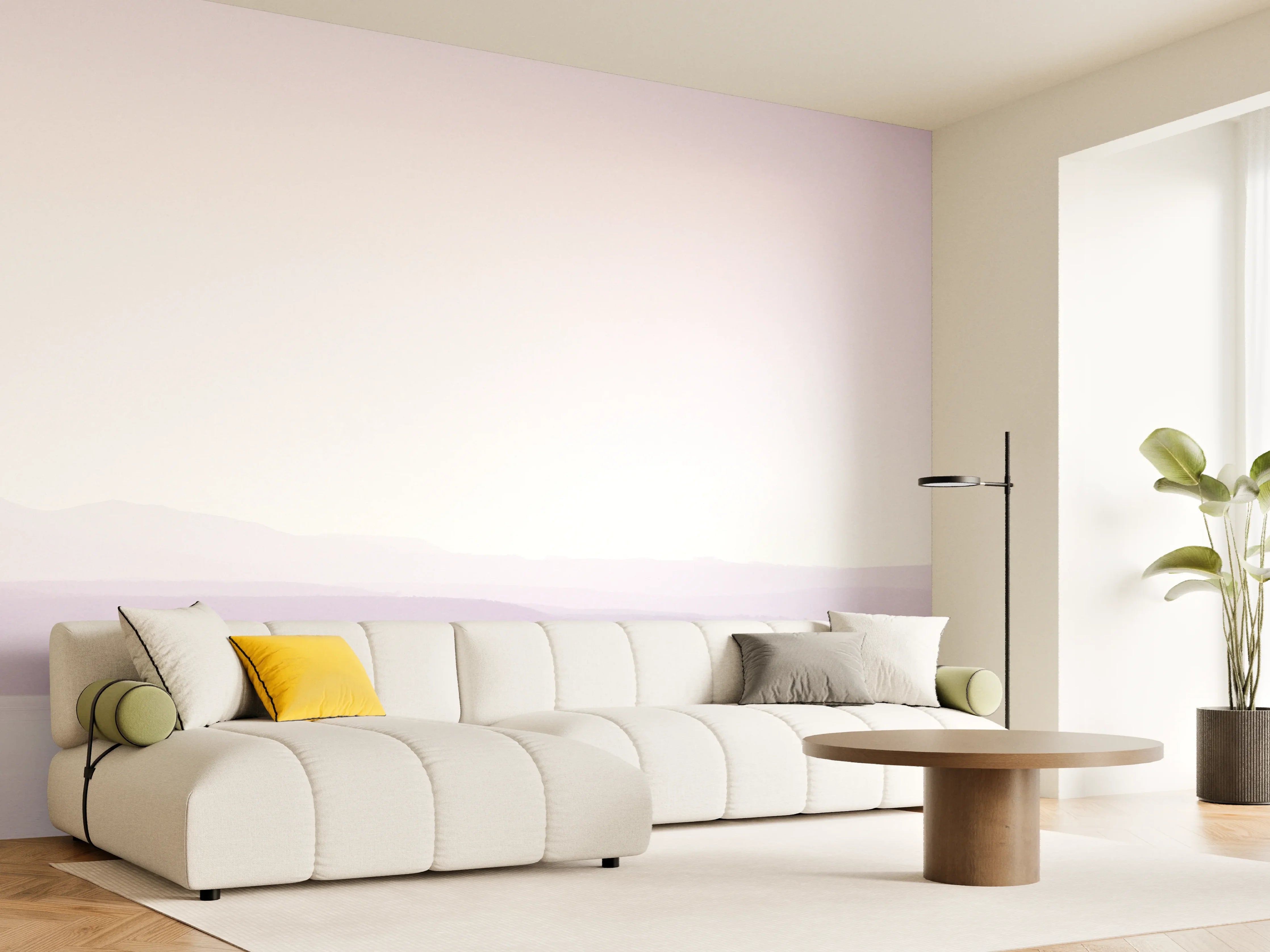Wandverkleidung Wohnzimmer - Sanfte Landschaft mit einsamer Baumbestockung