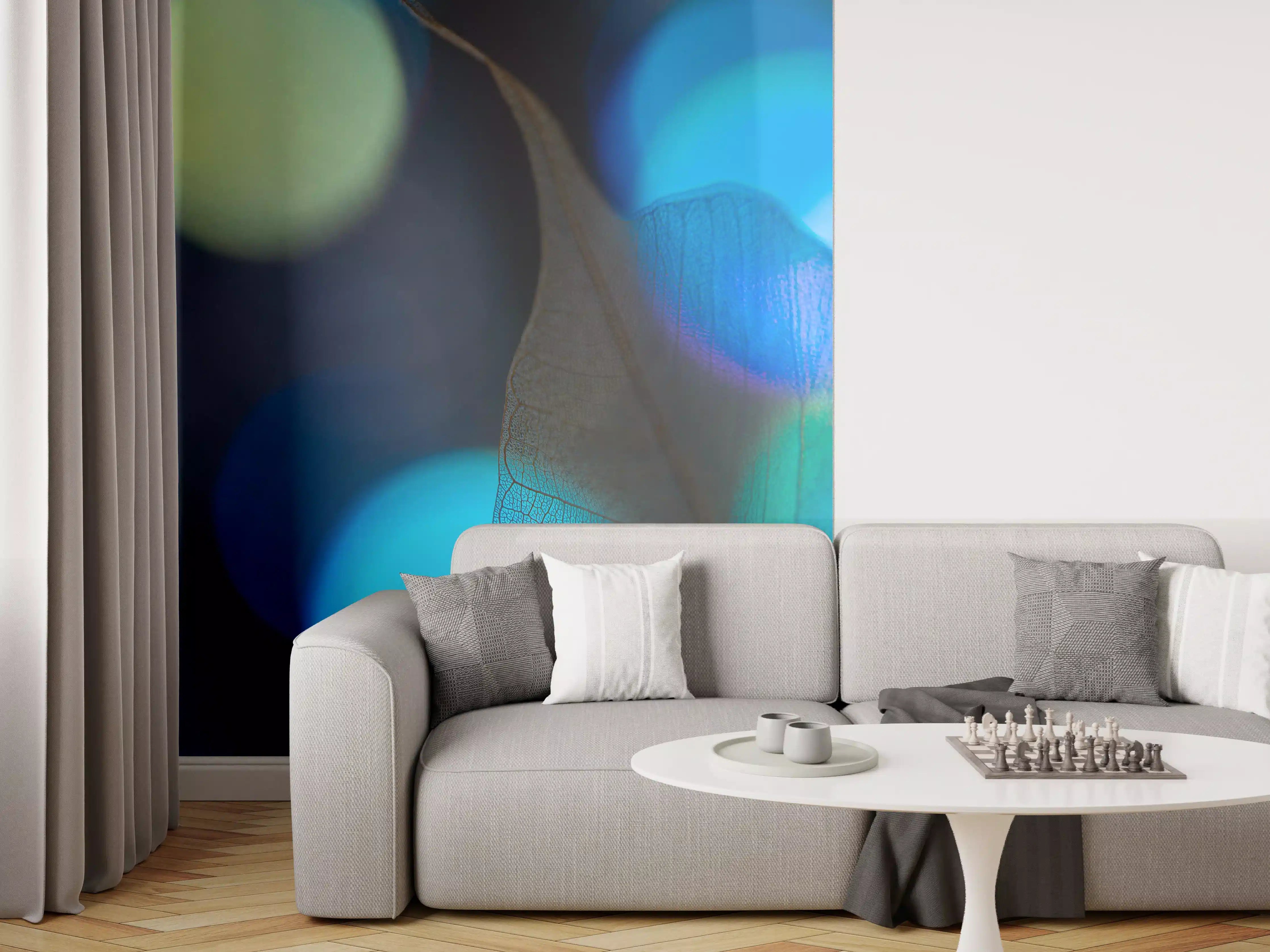 Wandverkleidung Wohnzimmer - Sanfte Lichtspiele auf einer Blätternote