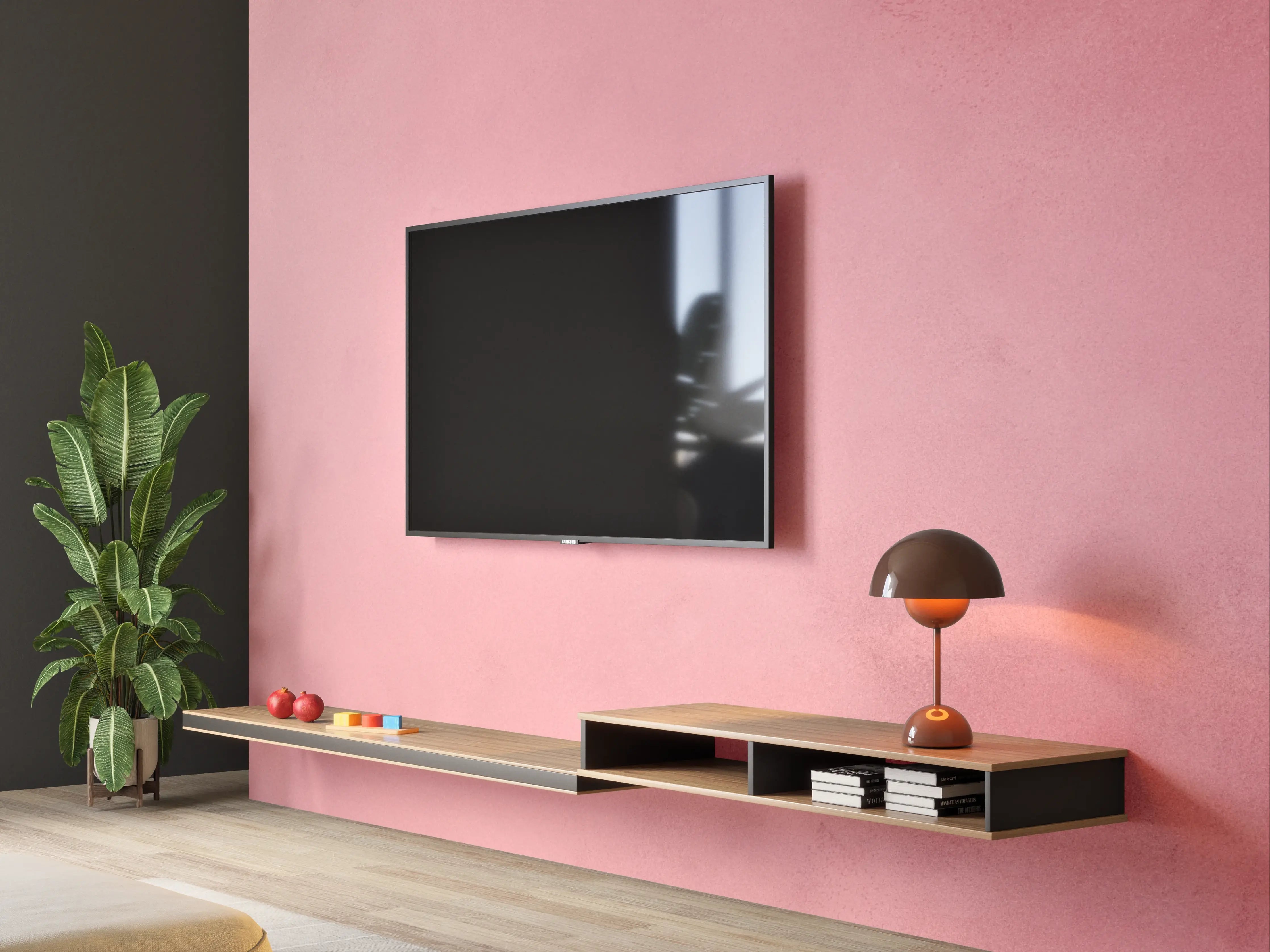Wandverkleidung Wohnzimmer - Sanfte Pinktöne im Wasserfarben-Design