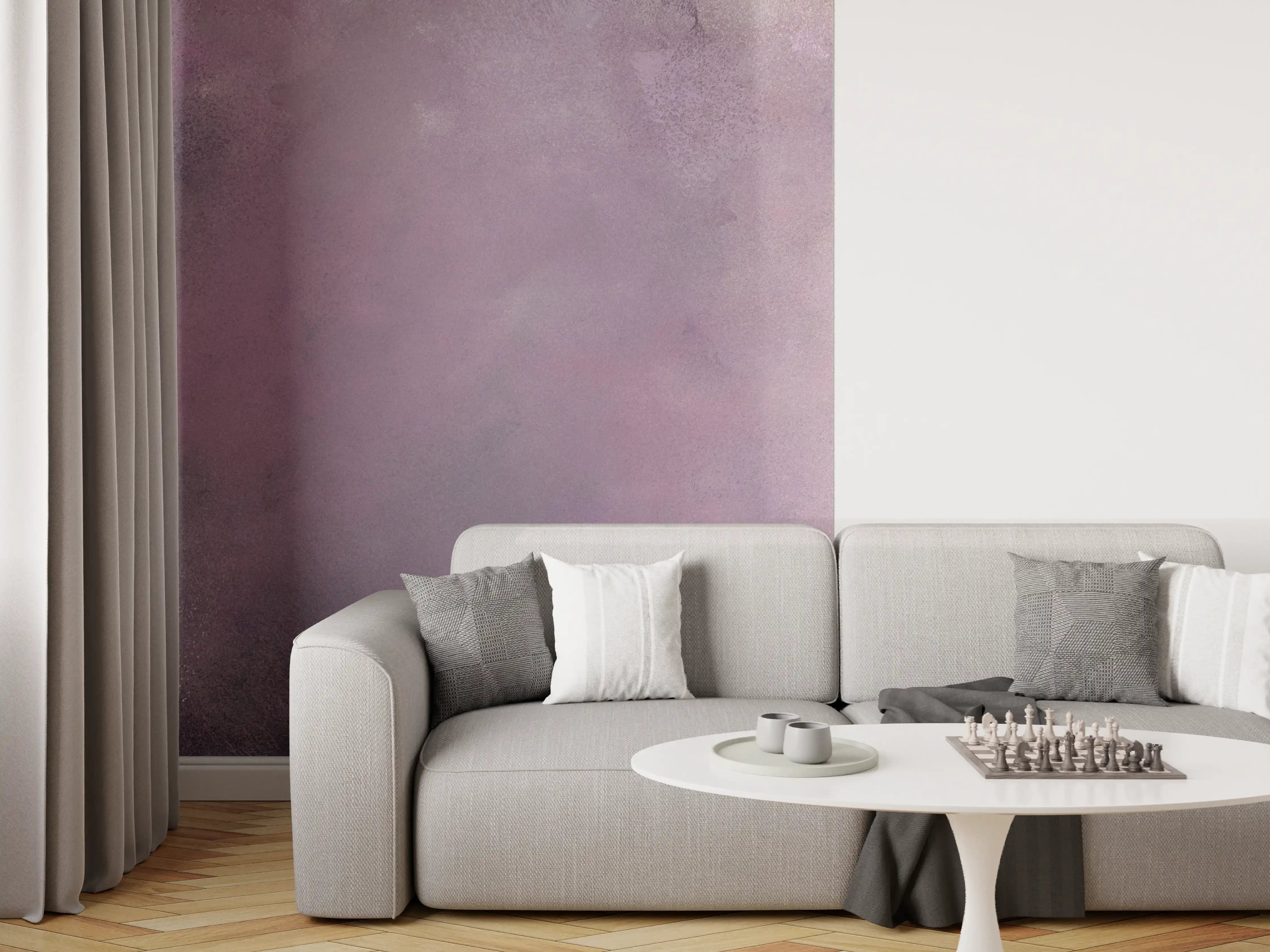 Wandverkleidung Wohnzimmer - Sanfte Wasserfarben mit Grau- und Rosatönen