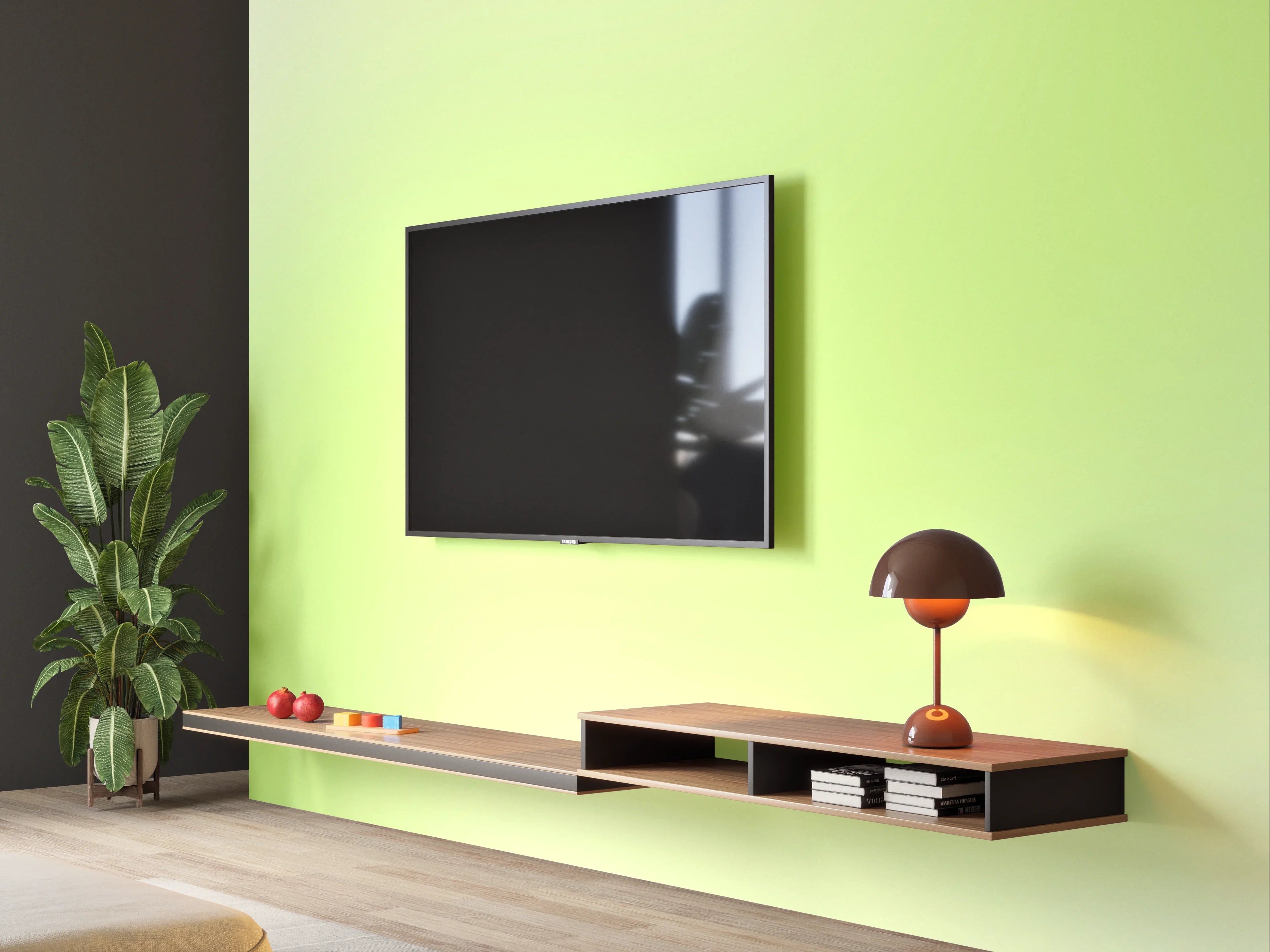 Wandverkleidung Wohnzimmer - Sanfte grüne Farbverläufe