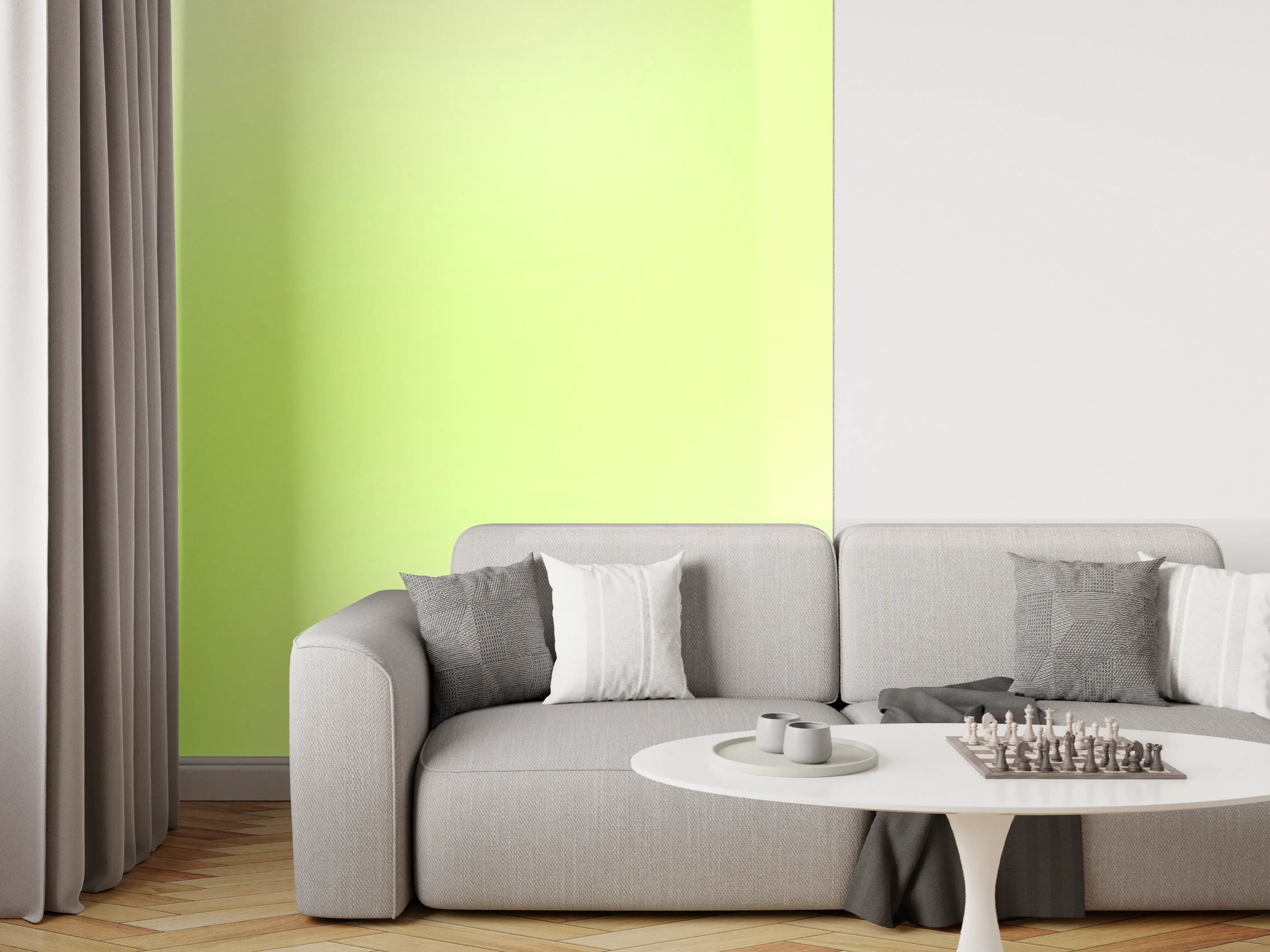 Wandverkleidung Wohnzimmer - Sanfte grüne Farbverläufe