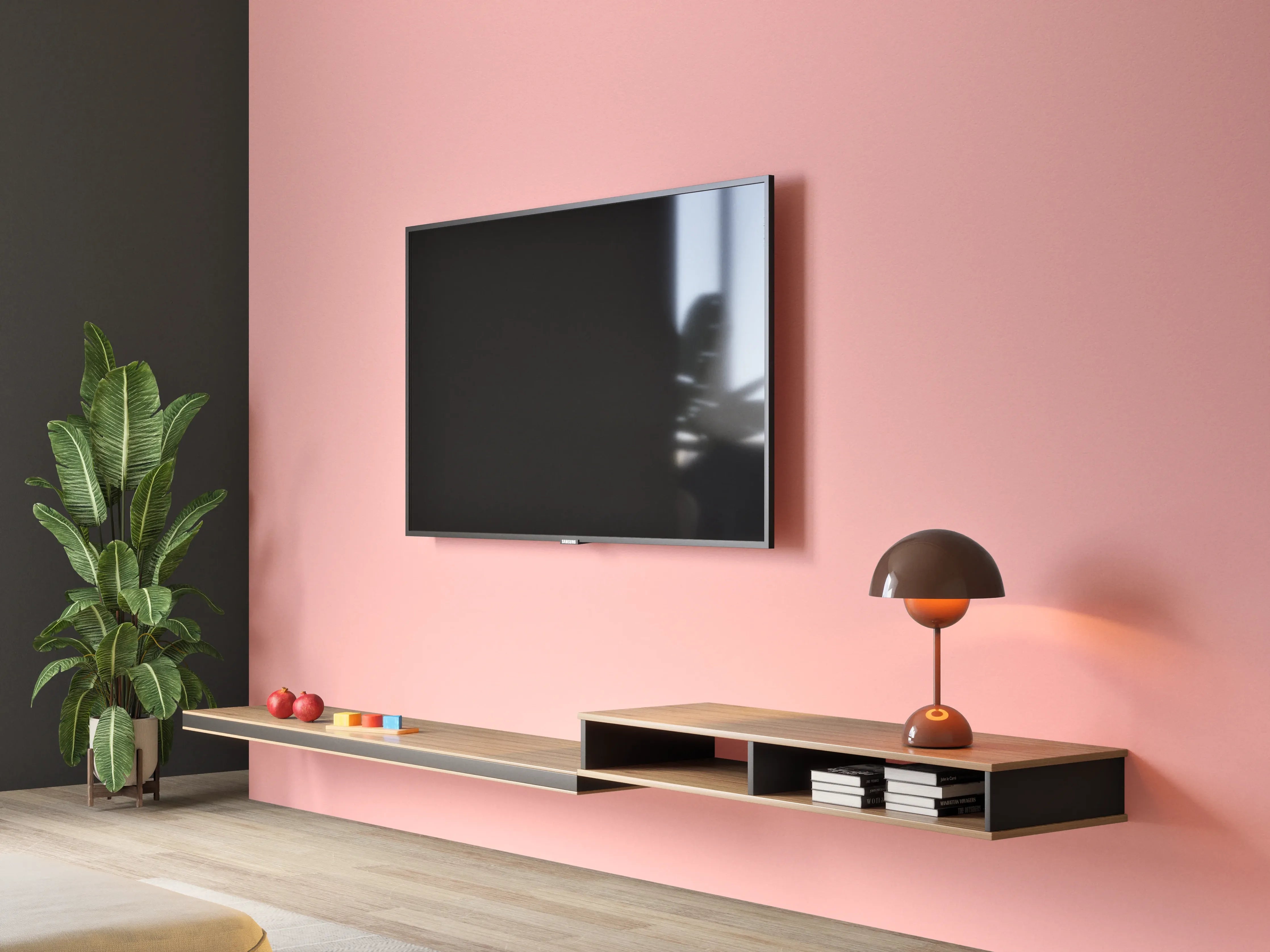 Wandverkleidung Wohnzimmer - Sanfter Rosaton-Hintergrund