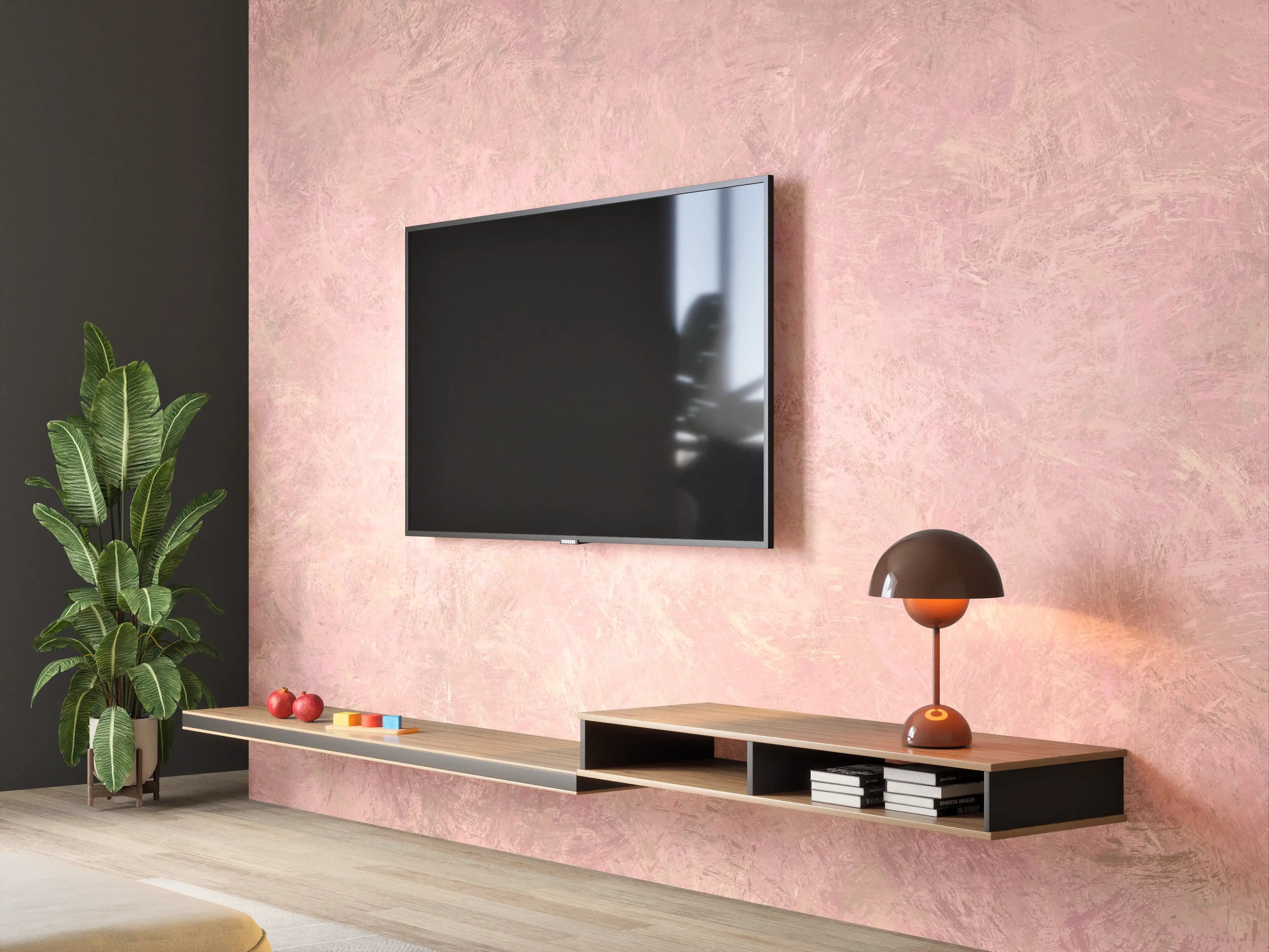 Wandverkleidung Wohnzimmer - Sanfter Rosé-Hintergrund mit Textur