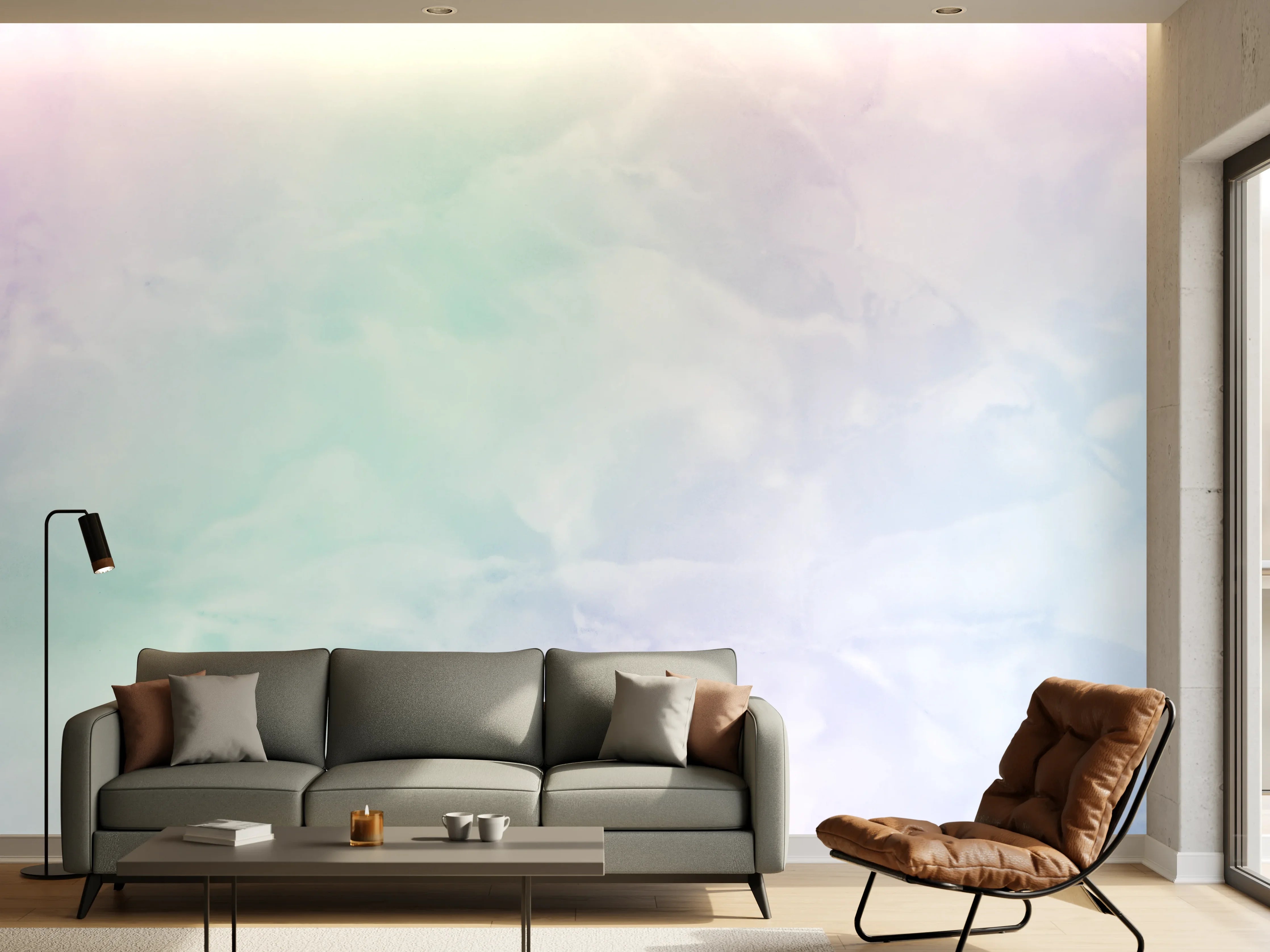 Wandverkleidung Wohnzimmer - Sanfter Wasserfarben-Hintergrund