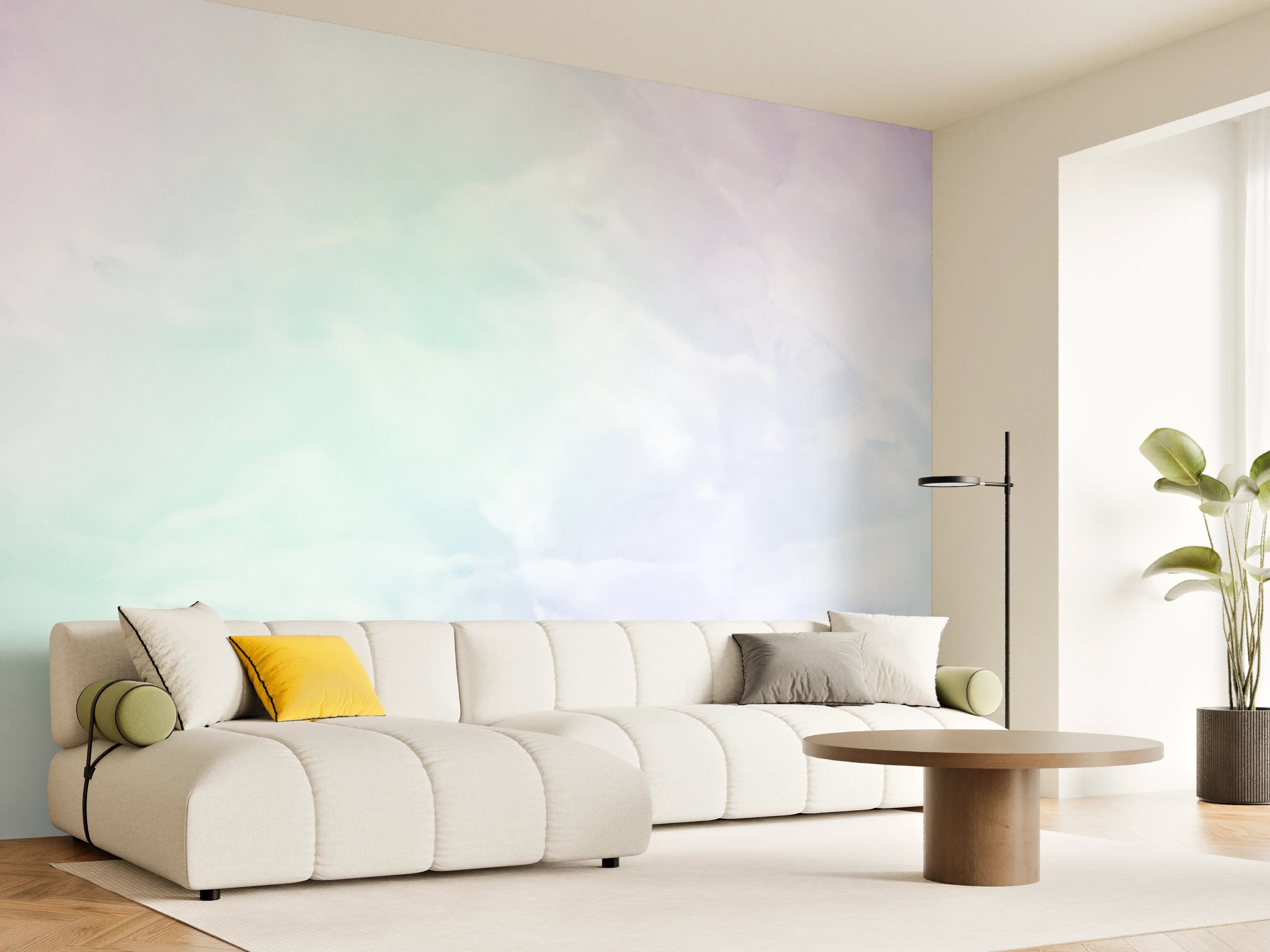 Wandverkleidung Wohnzimmer - Sanfter Wasserfarben-Hintergrund