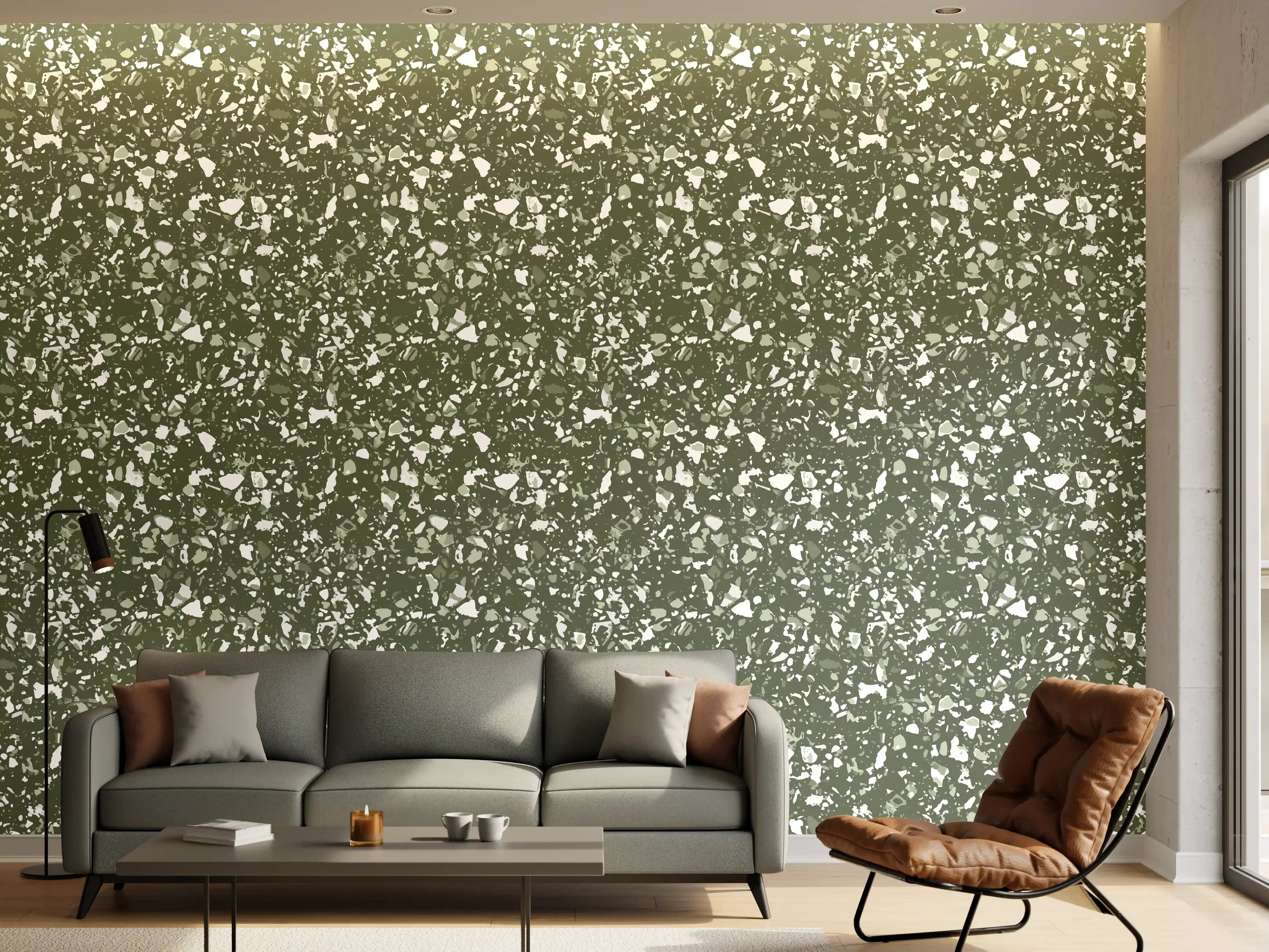 Wandverkleidung Wohnzimmer - Schitternder Marmor-Fehlerbehang in Grüntönen