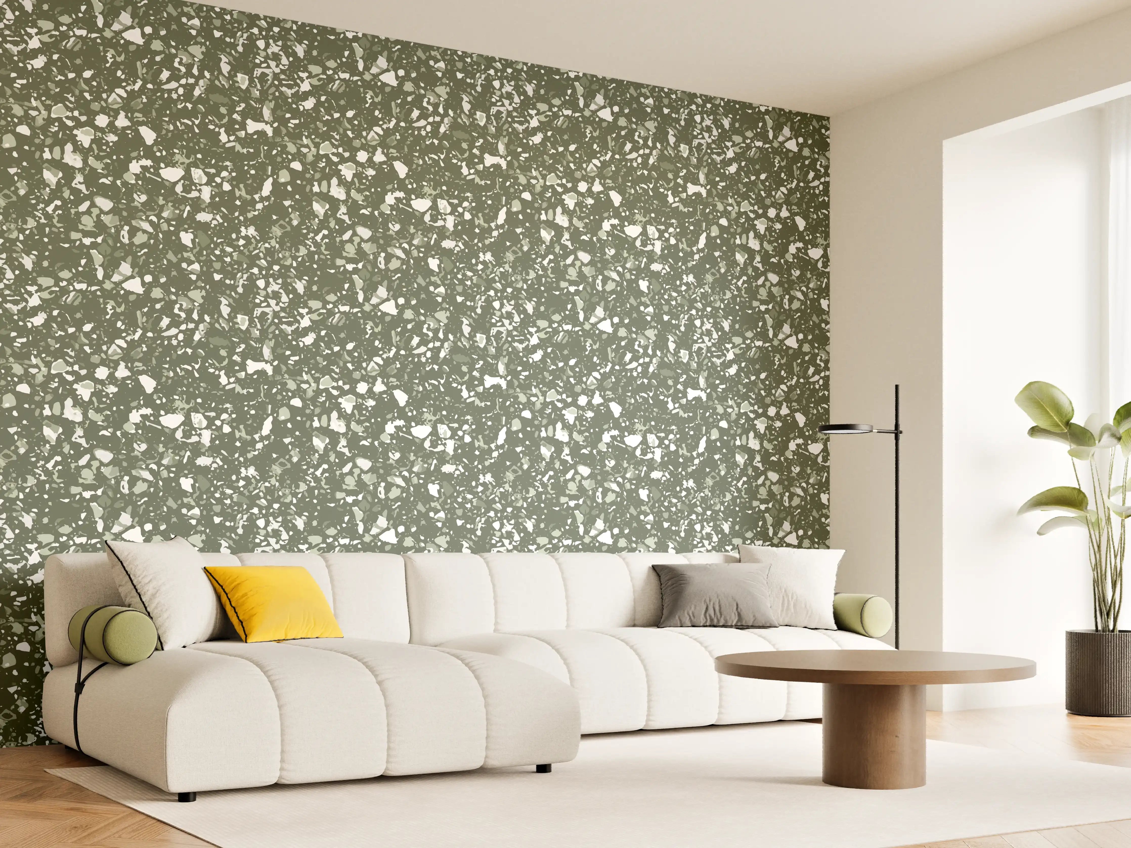 Wandverkleidung Wohnzimmer - Schitternder Marmor-Fehlerbehang in Grüntönen