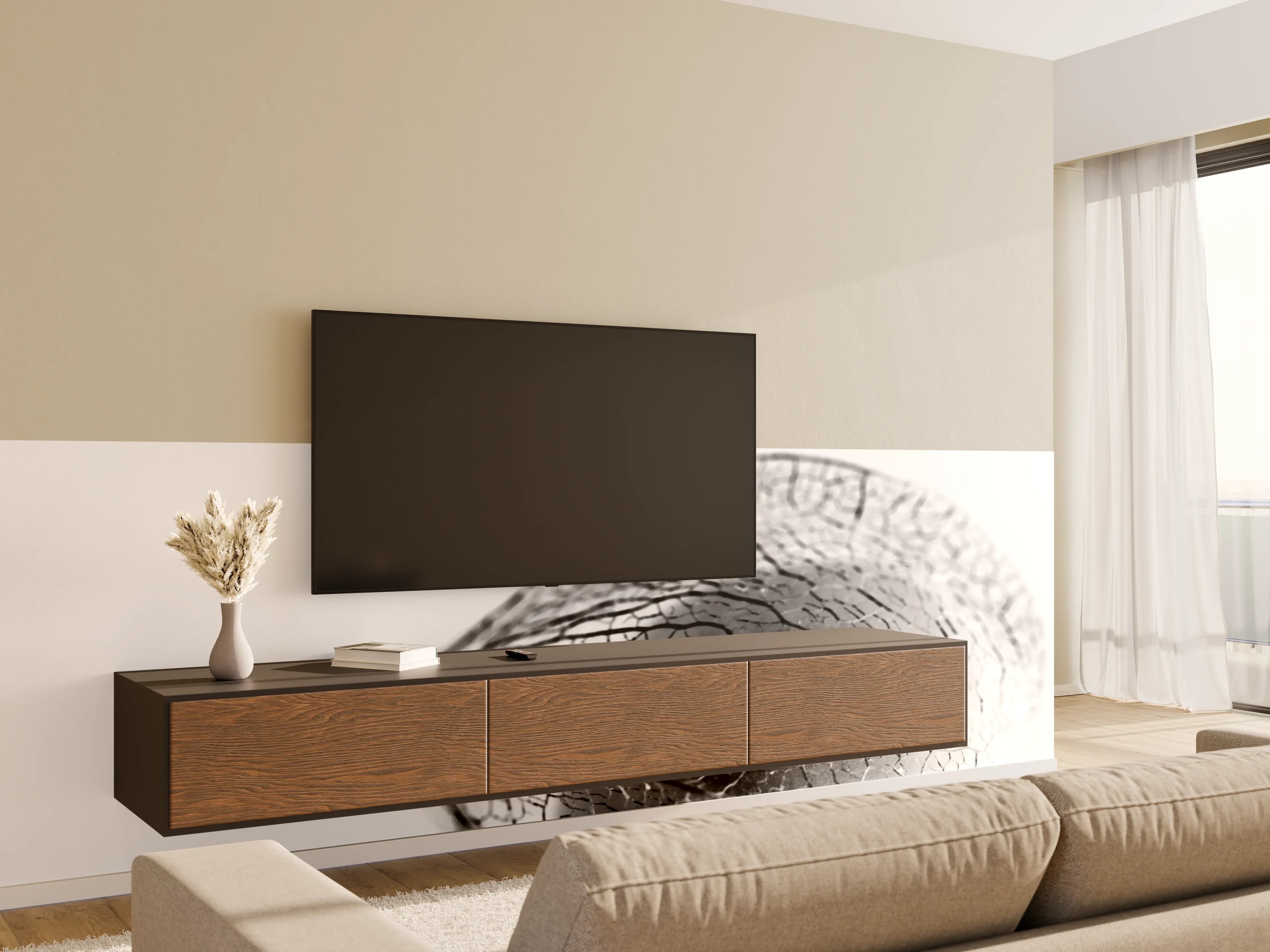 Wandverkleidung Wohnzimmer - Schlichte, elegante Naturaufnahme