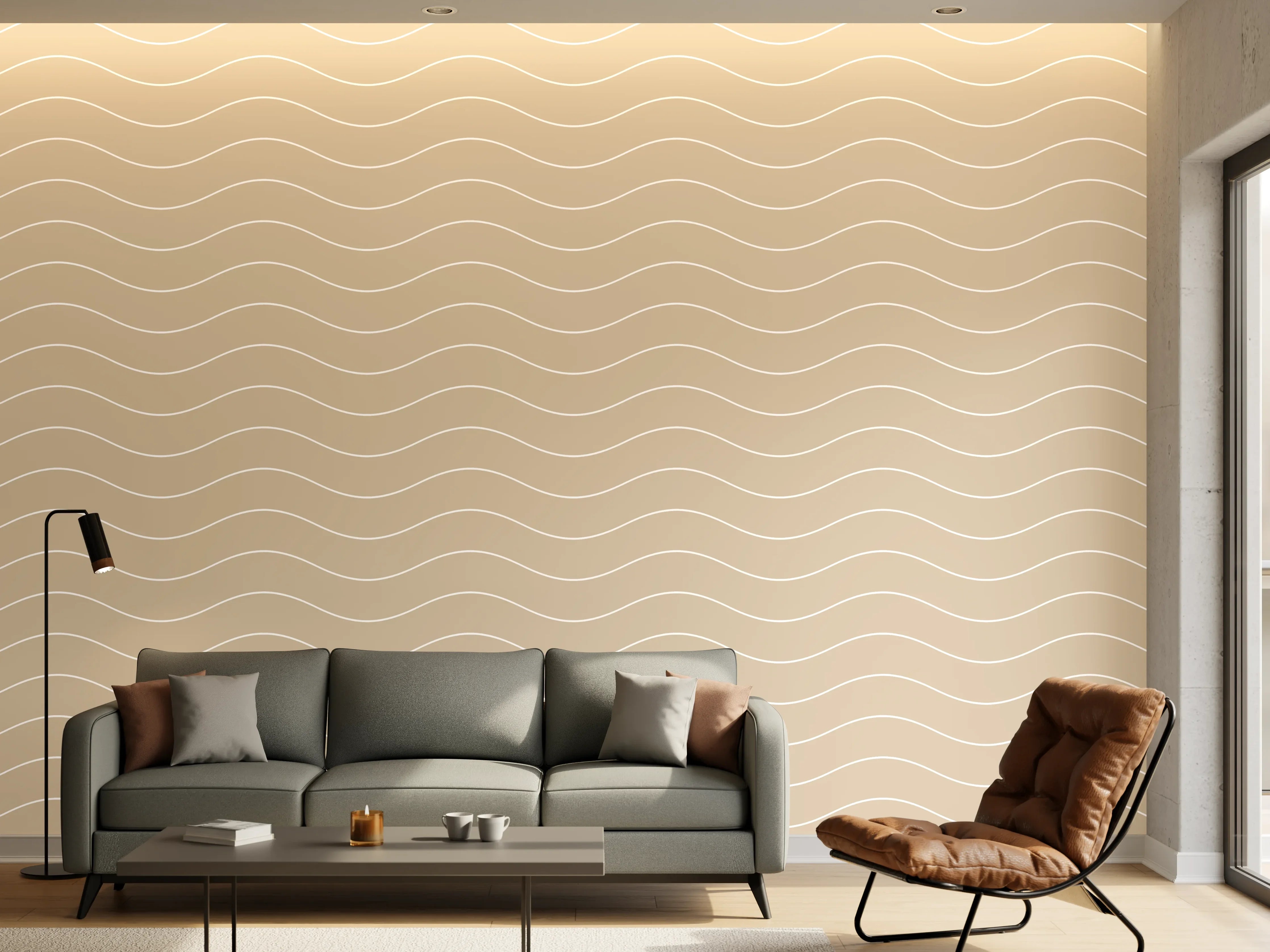 Wandverkleidung Wohnzimmer - Schlichte, elegante Wanddekoration in Beige