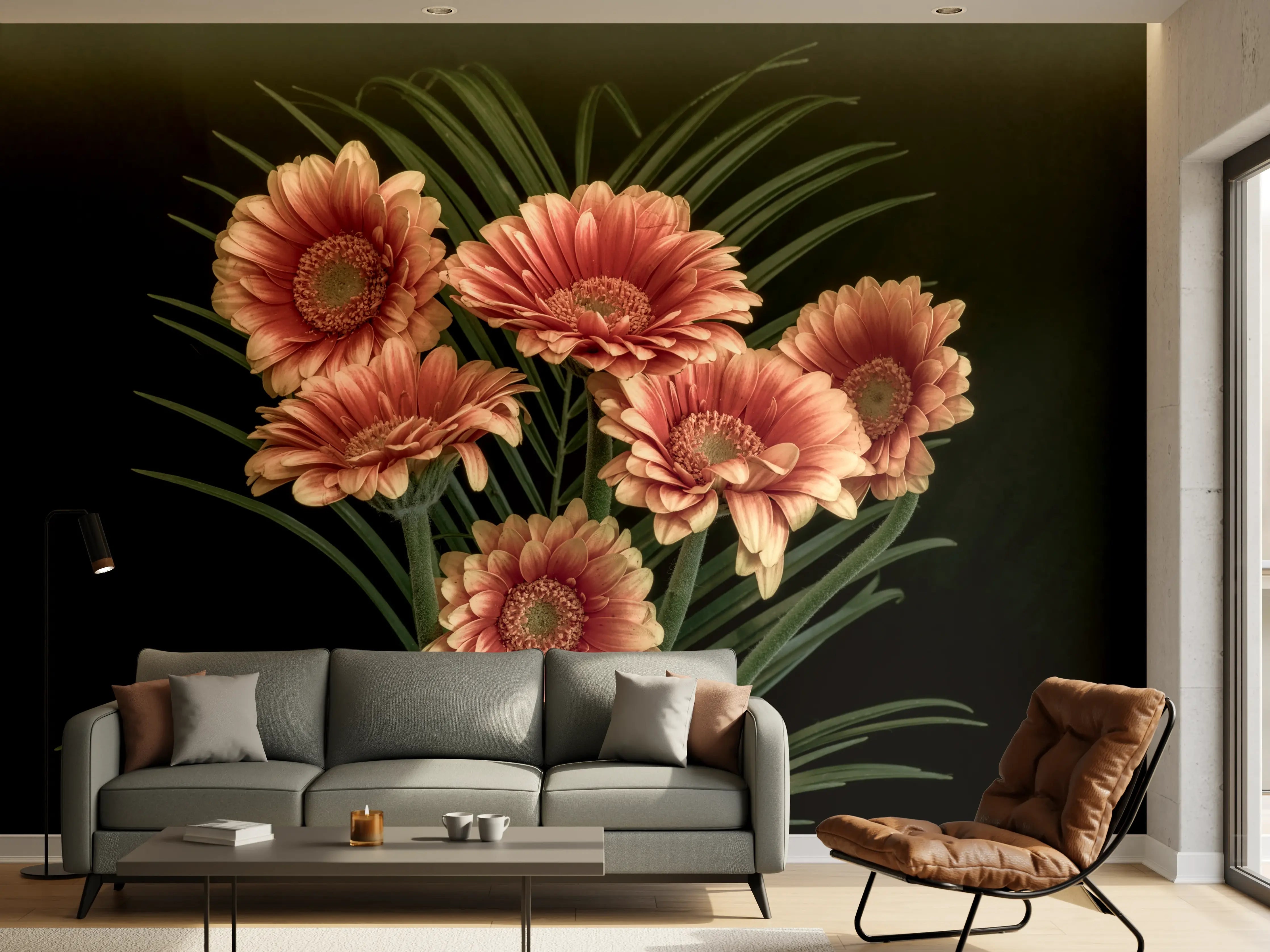 Wandverkleidung Wohnzimmer - Schöne Blumenkomposition