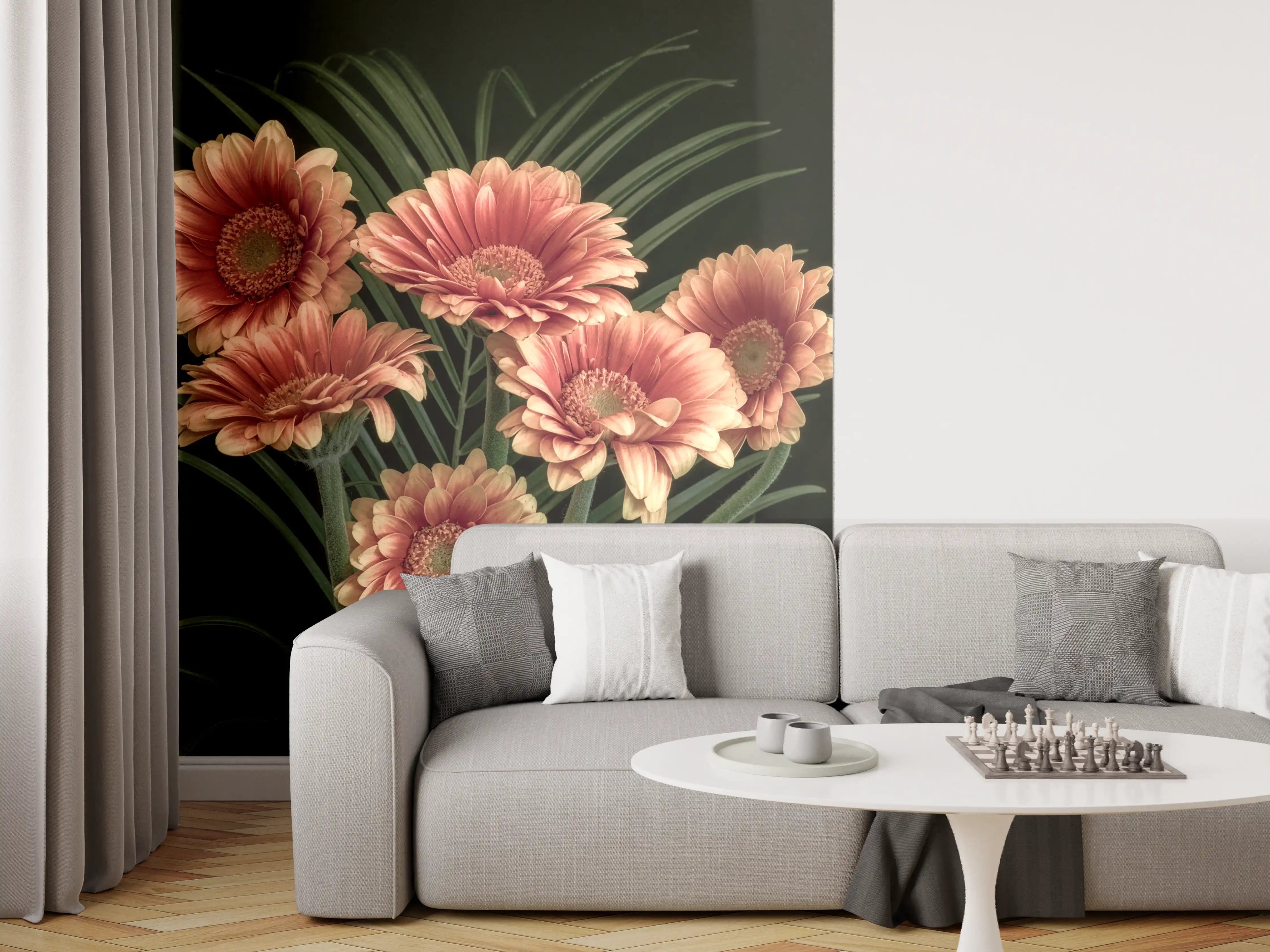 Wandverkleidung Wohnzimmer - Schöne Blumenkomposition