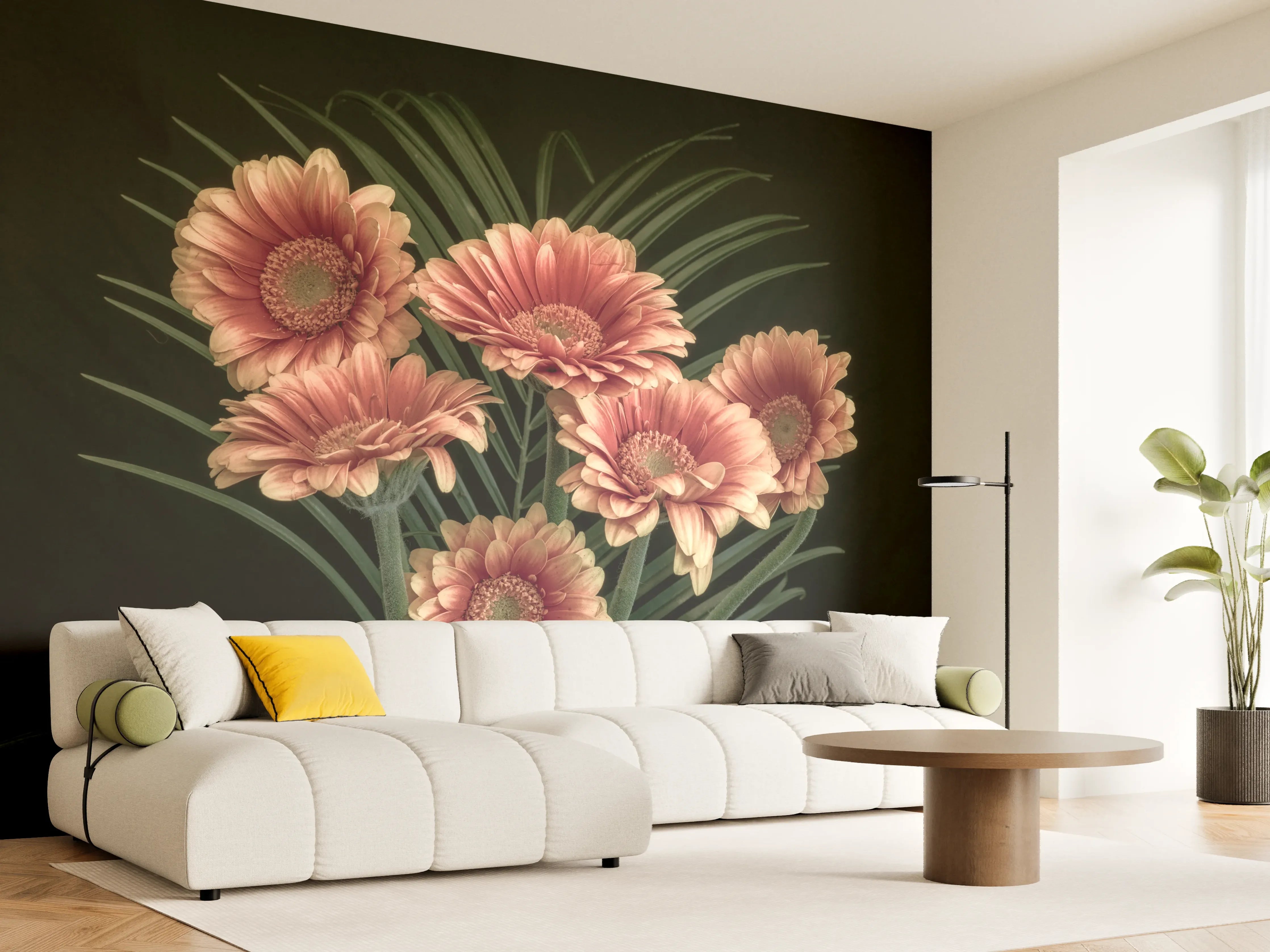 Wandverkleidung Wohnzimmer - Schöne Blumenkomposition