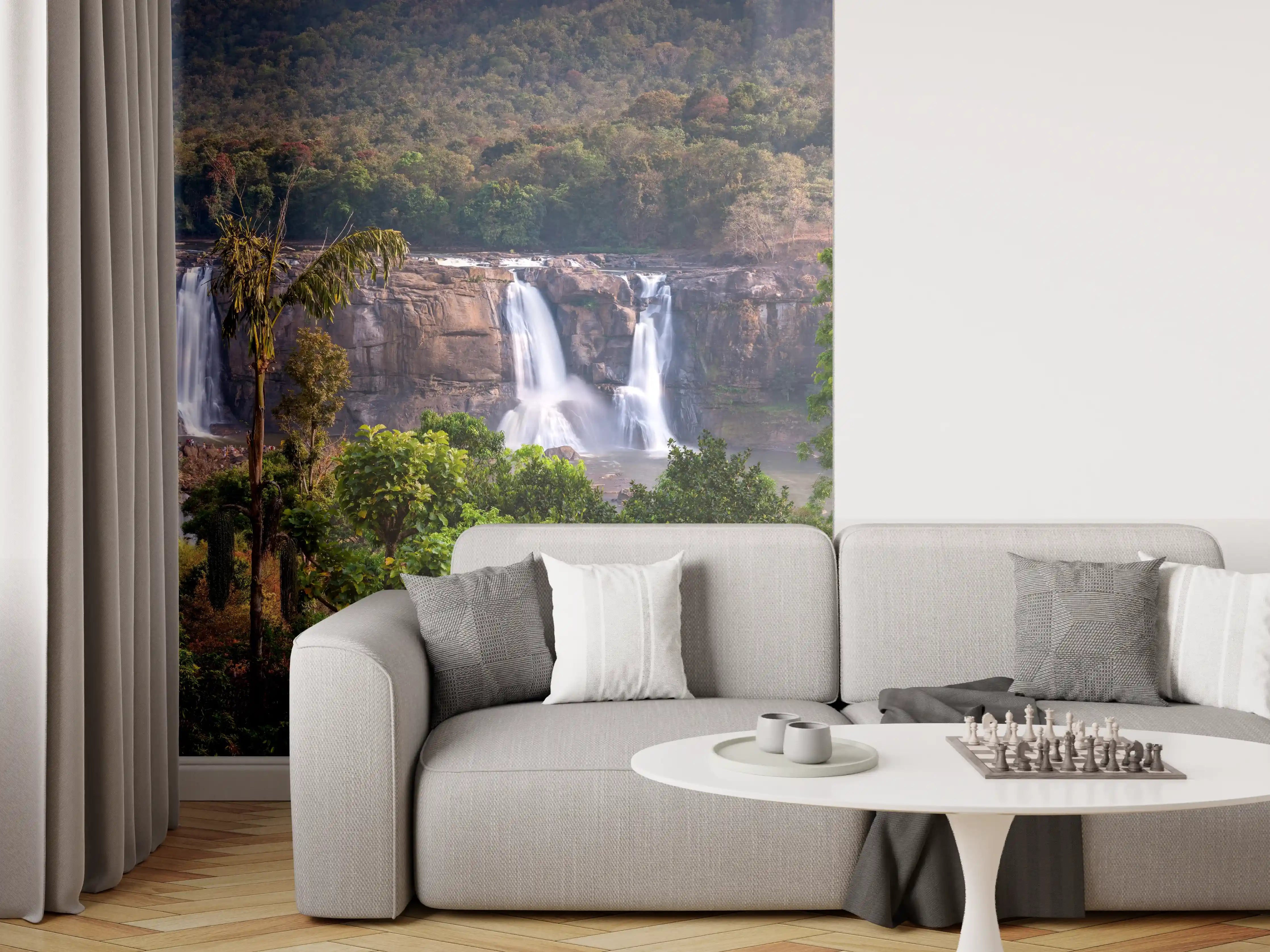 Wandverkleidung Wohnzimmer - Schöne Langzeitbelichtung der Athirappilly-Wasserfälle