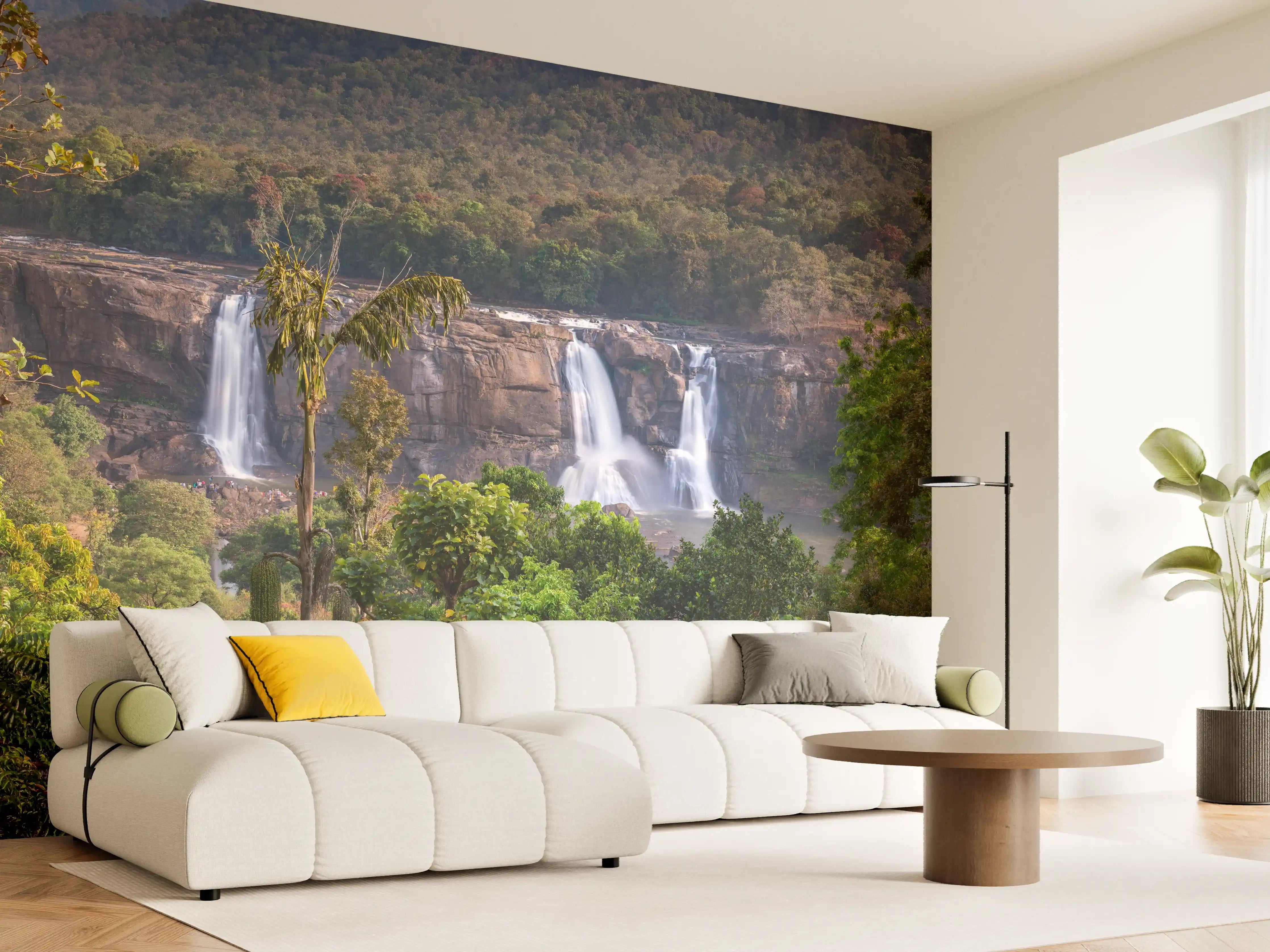 Wandverkleidung Wohnzimmer - Schöne Langzeitbelichtung der Athirappilly-Wasserfälle