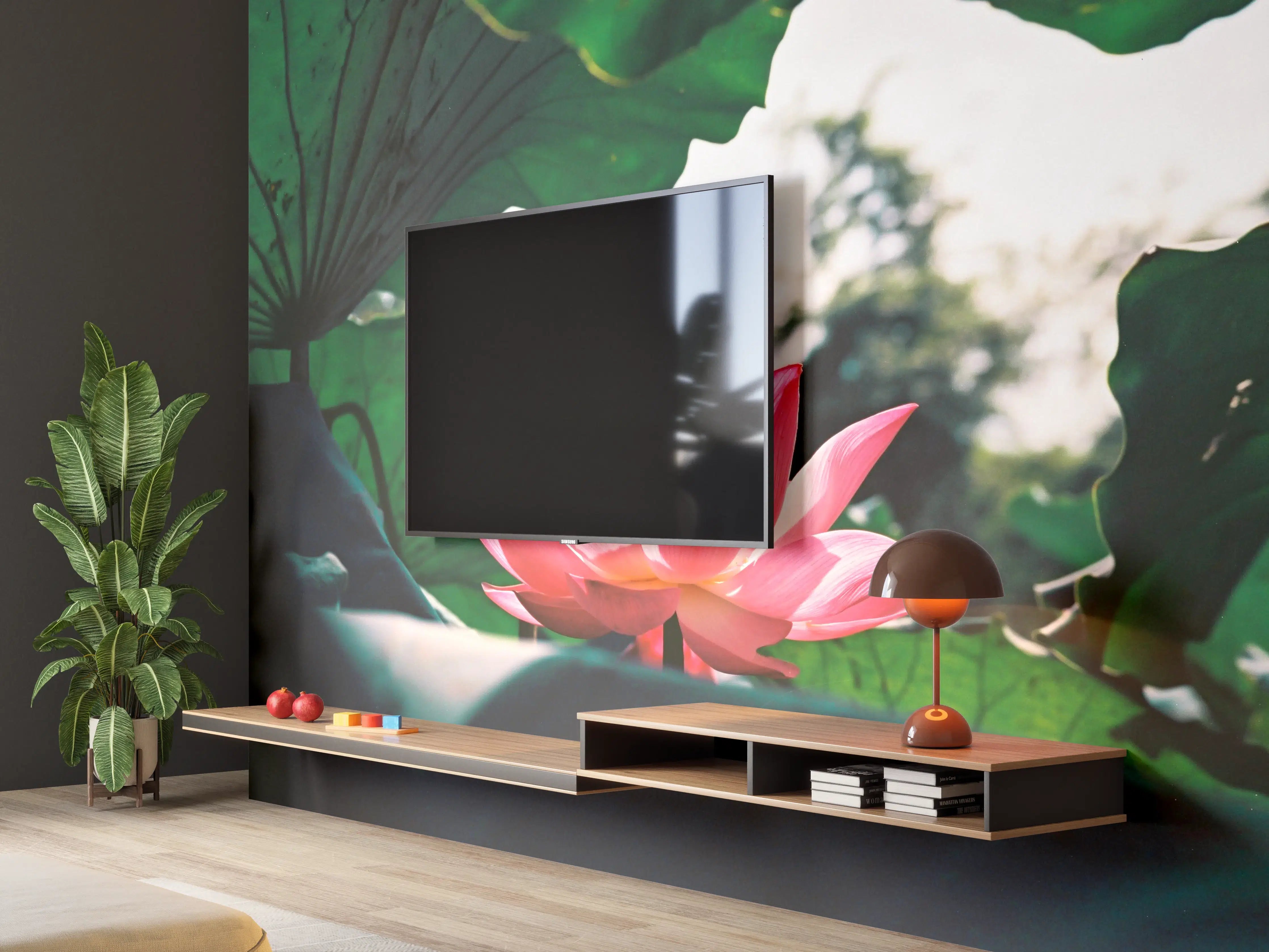 Wandverkleidung Wohnzimmer - Schöne Lotusblüte in Natur