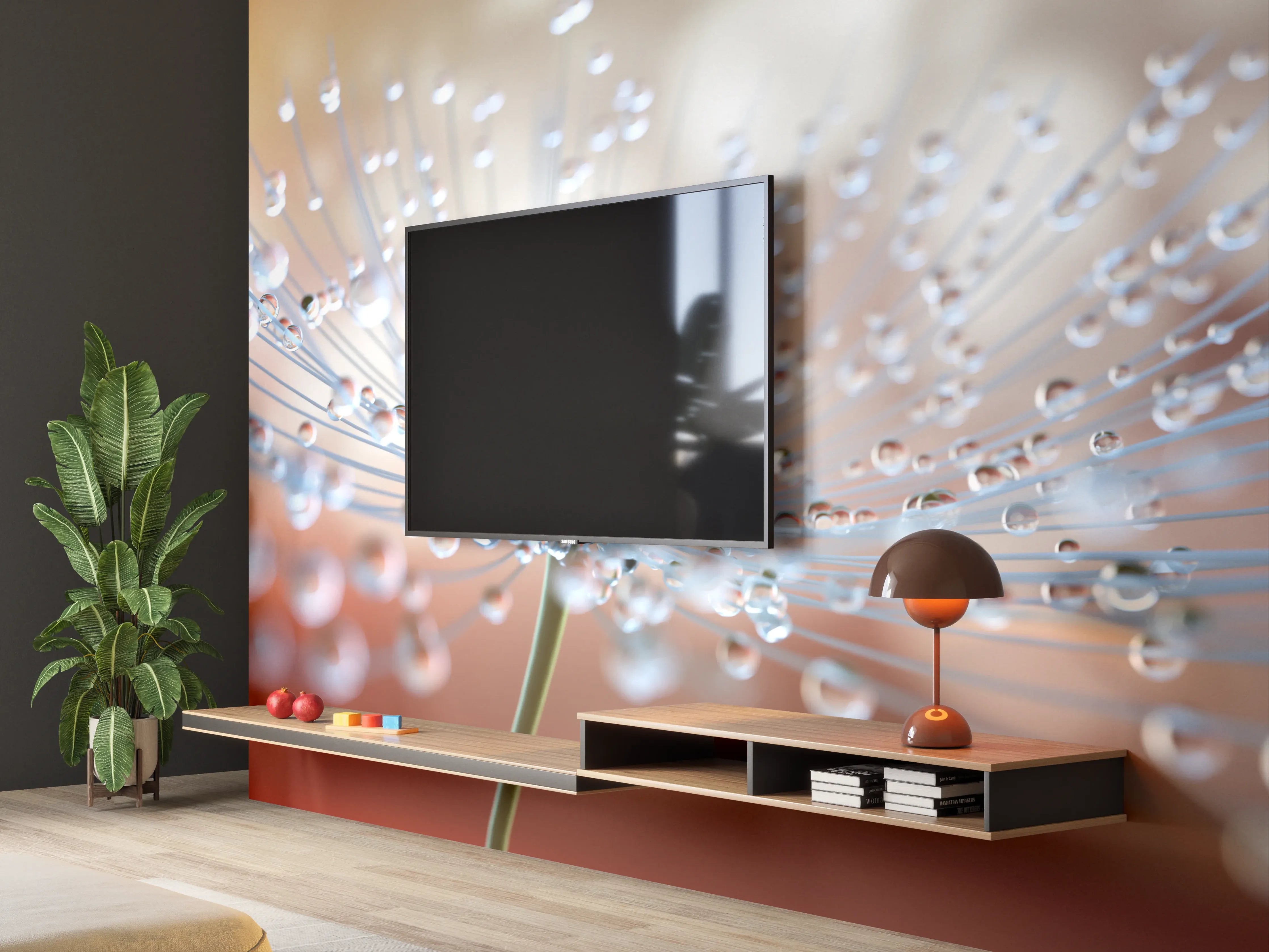 Wandverkleidung Wohnzimmer - Schöne Makrofotografie mit Wassertröpfchen