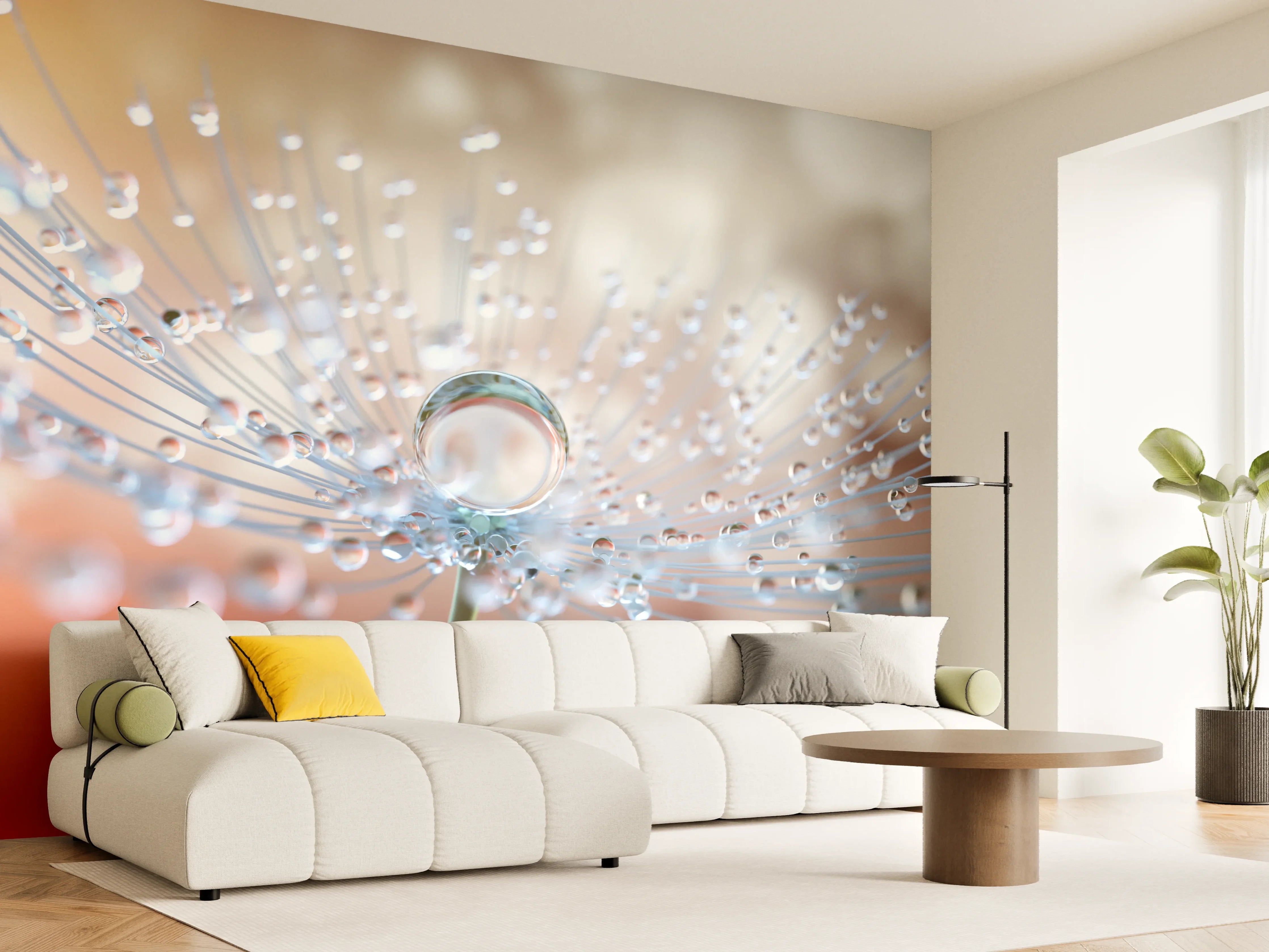 Wandverkleidung Wohnzimmer - Schöne Makrofotografie mit Wassertröpfchen