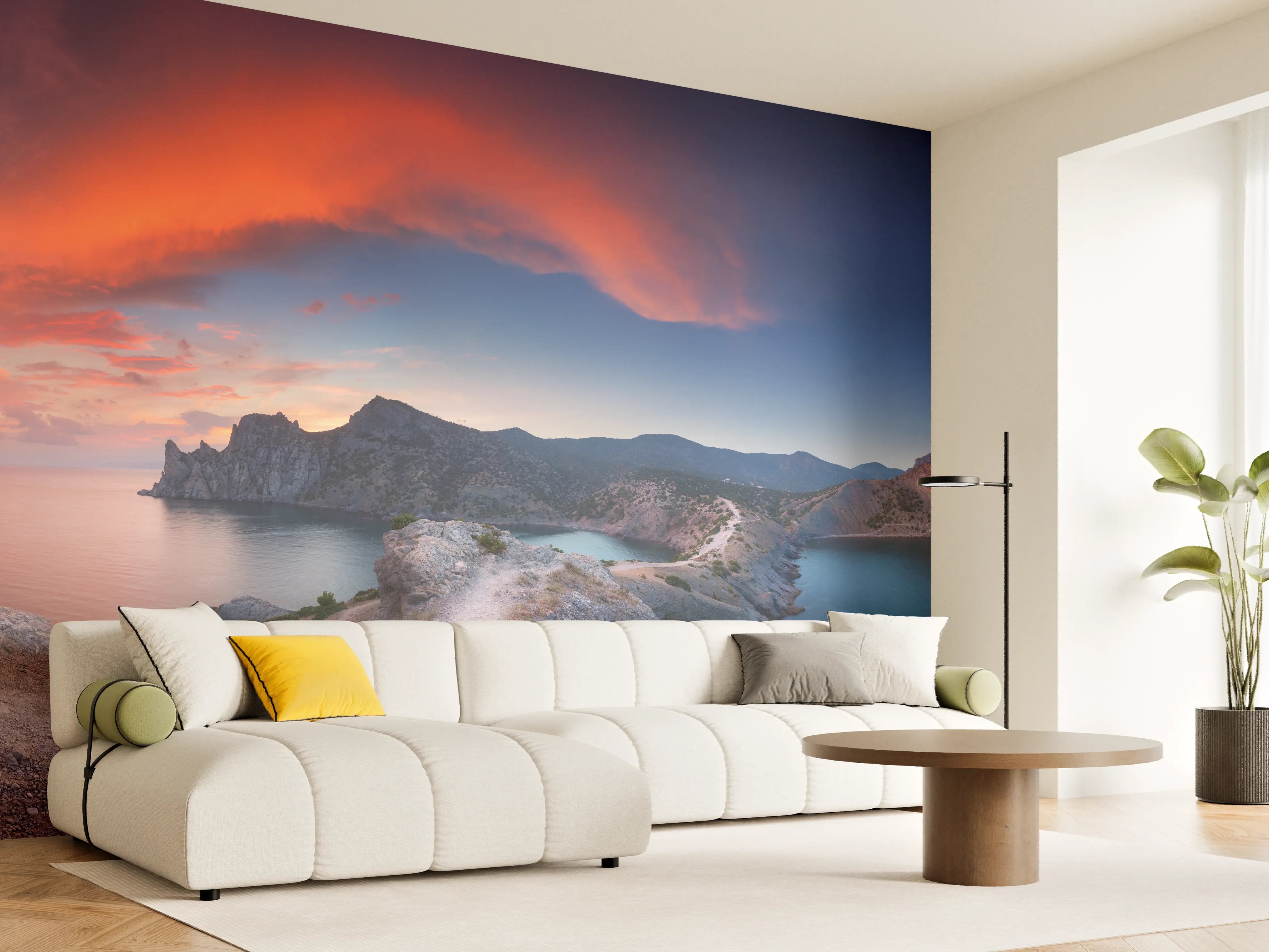 Wandverkleidung Wohnzimmer - Schöne Panoramalandschaft mit Bergen