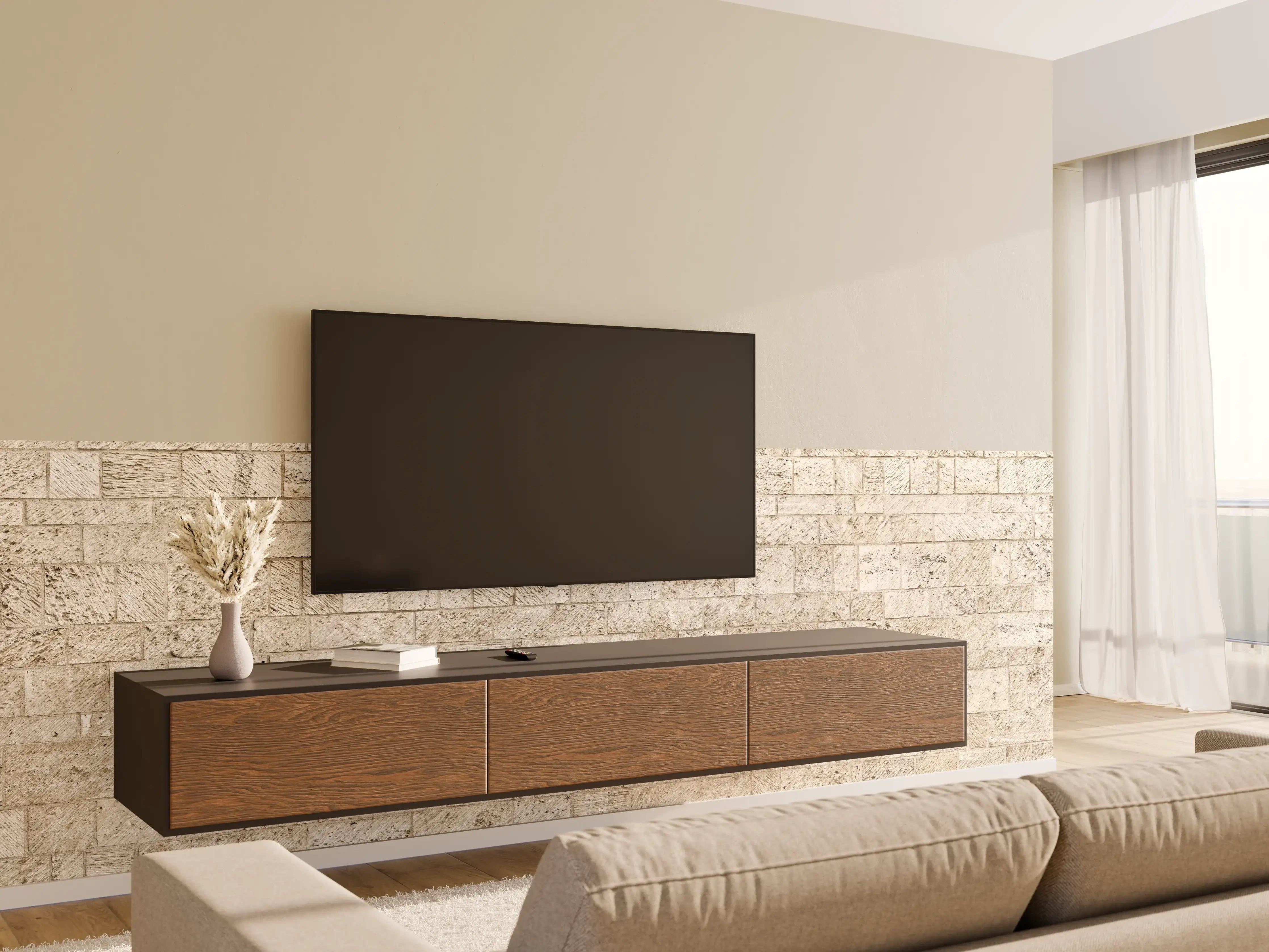 Wandverkleidung Wohnzimmer - Schöne Steinfassade im Panoramaformat