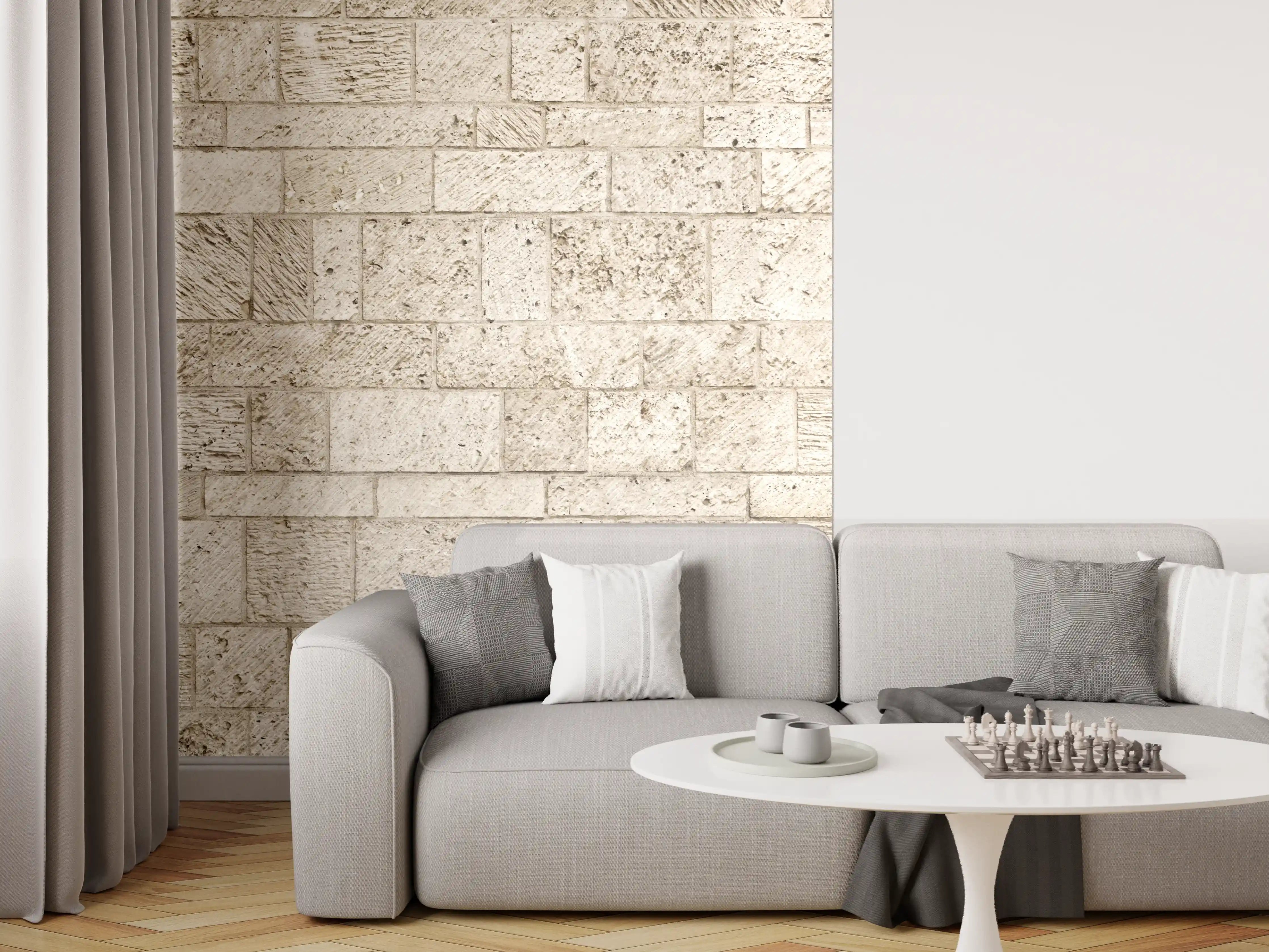 Wandverkleidung Wohnzimmer - Schöne Steinfassade im Panoramaformat