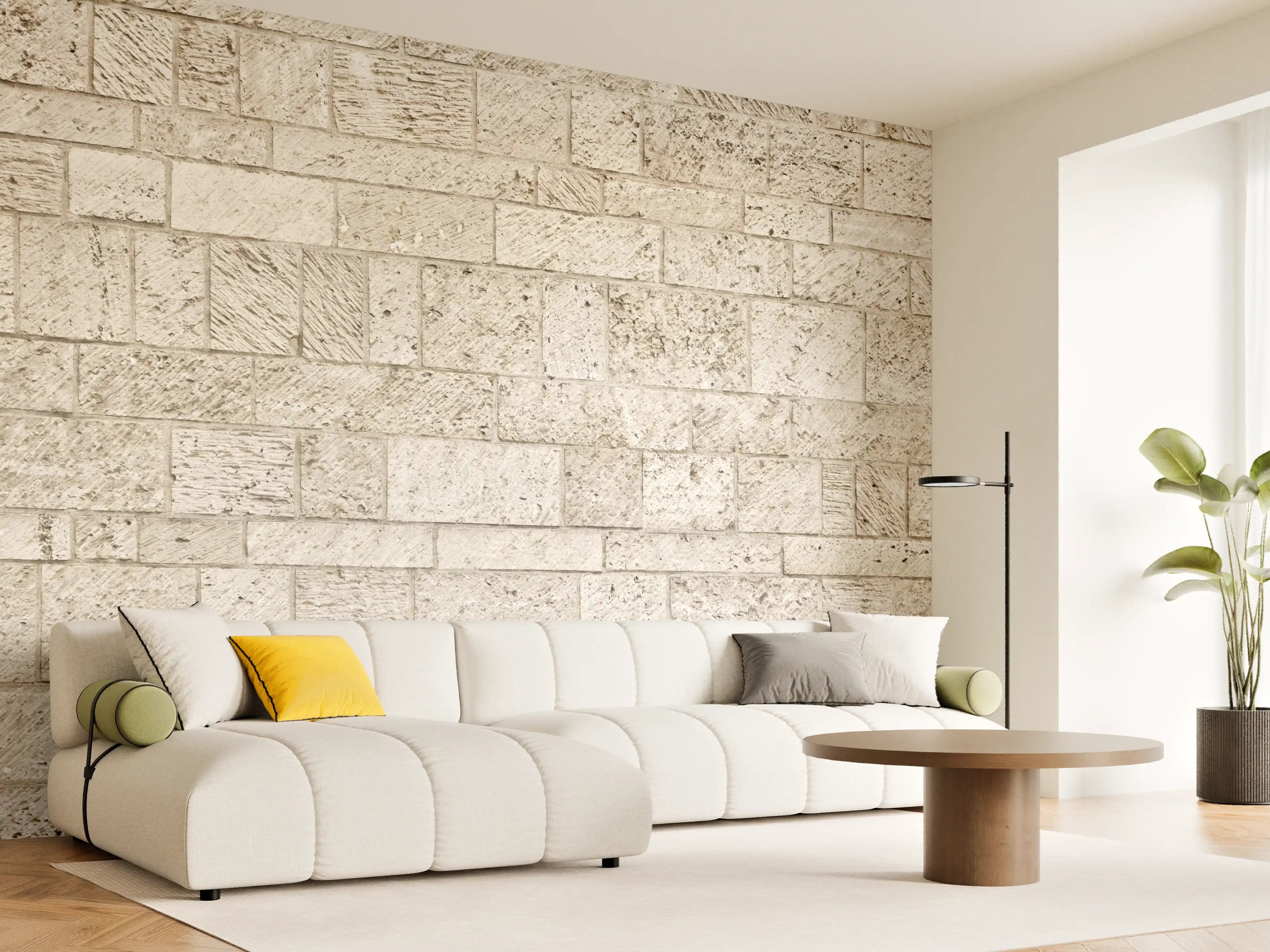 Wandverkleidung Wohnzimmer - Schöne Steinfassade im Panoramaformat