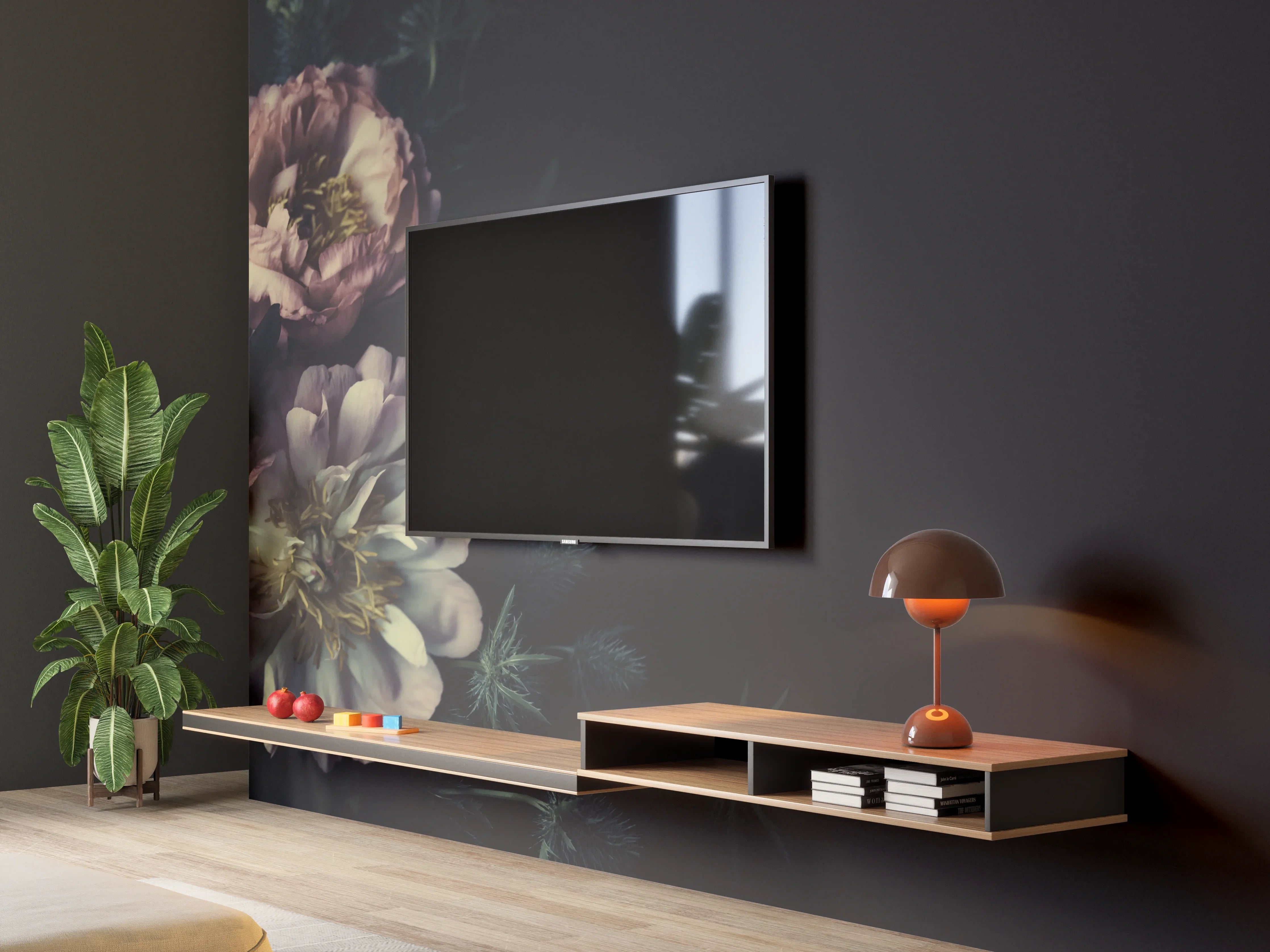 Wandverkleidung Wohnzimmer - Schöne Vintage Pfingstrosen