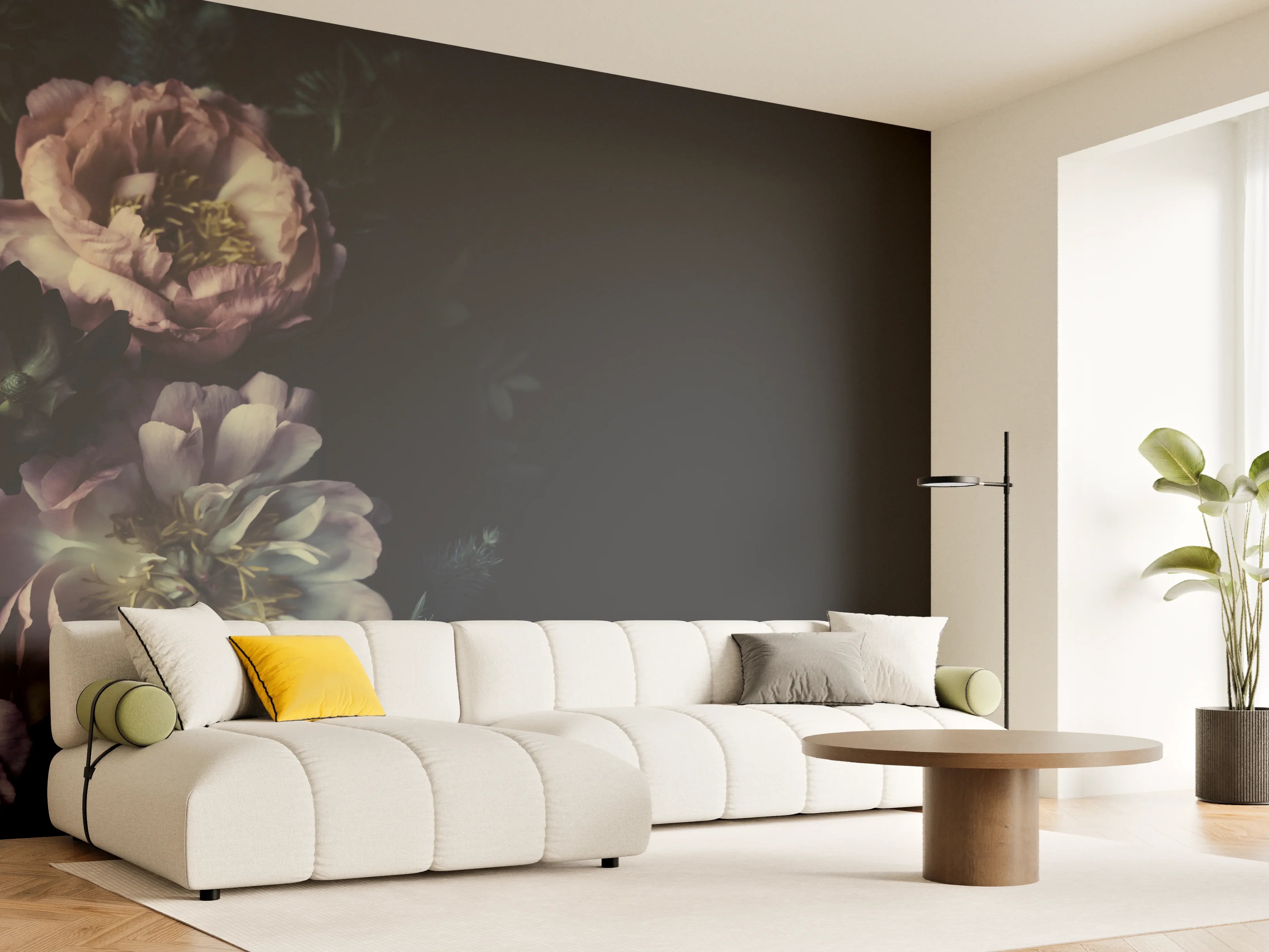 Wandverkleidung Wohnzimmer - Schöne Vintage Pfingstrosen