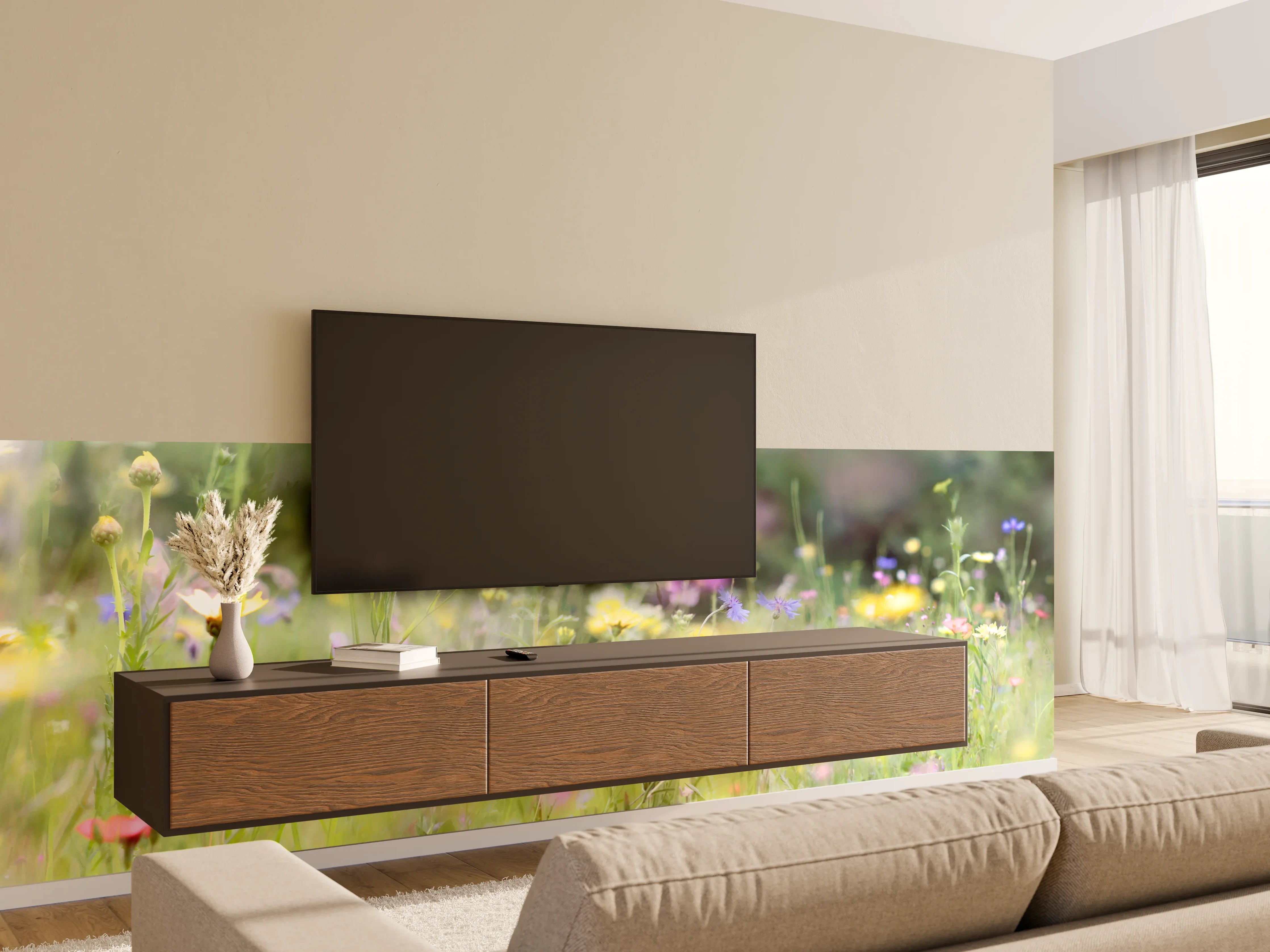 Wandverkleidung Wohnzimmer - Schöne Wildblumenwiese