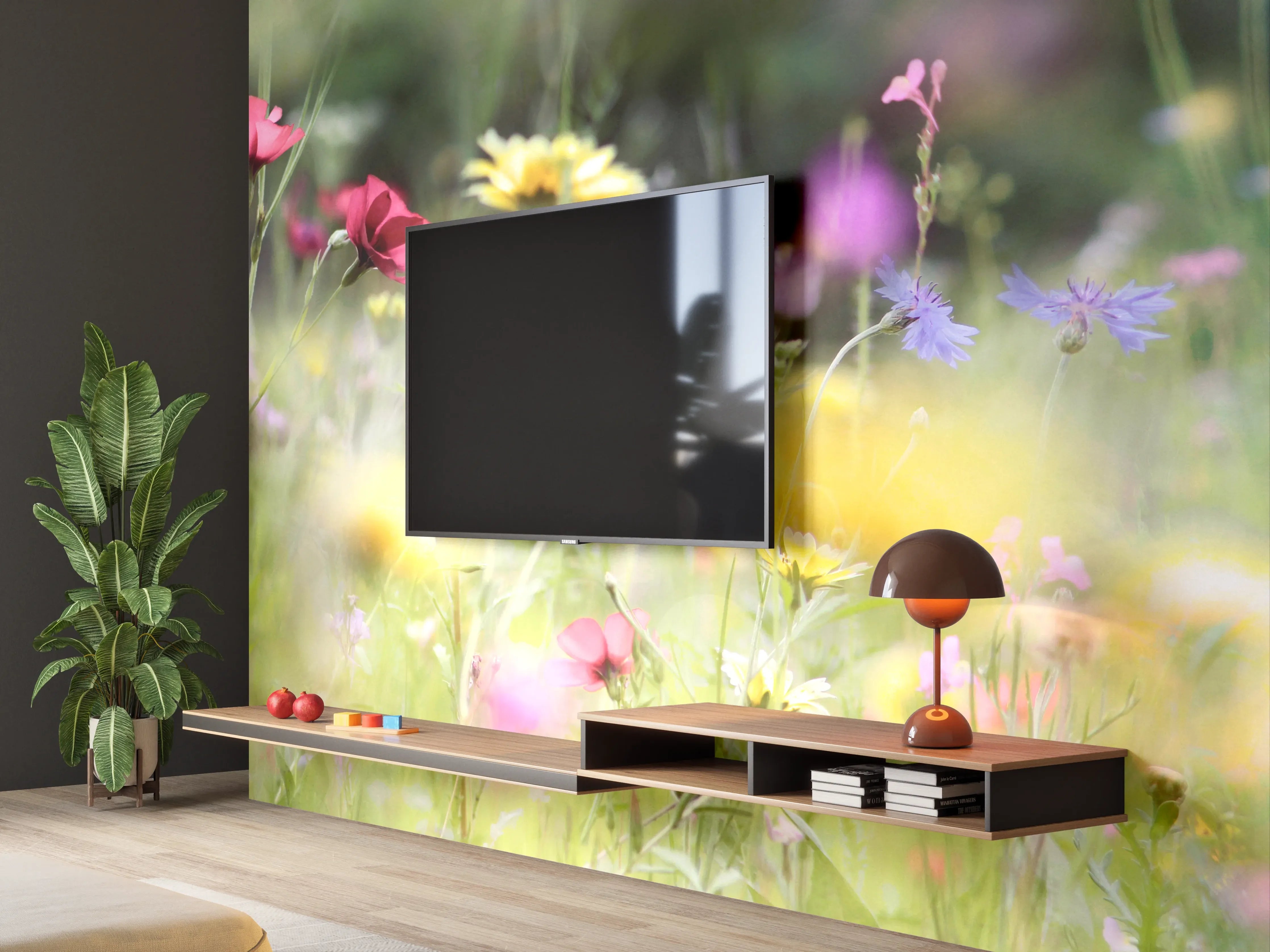 Wandverkleidung Wohnzimmer - Schöne Wildblumenwiese