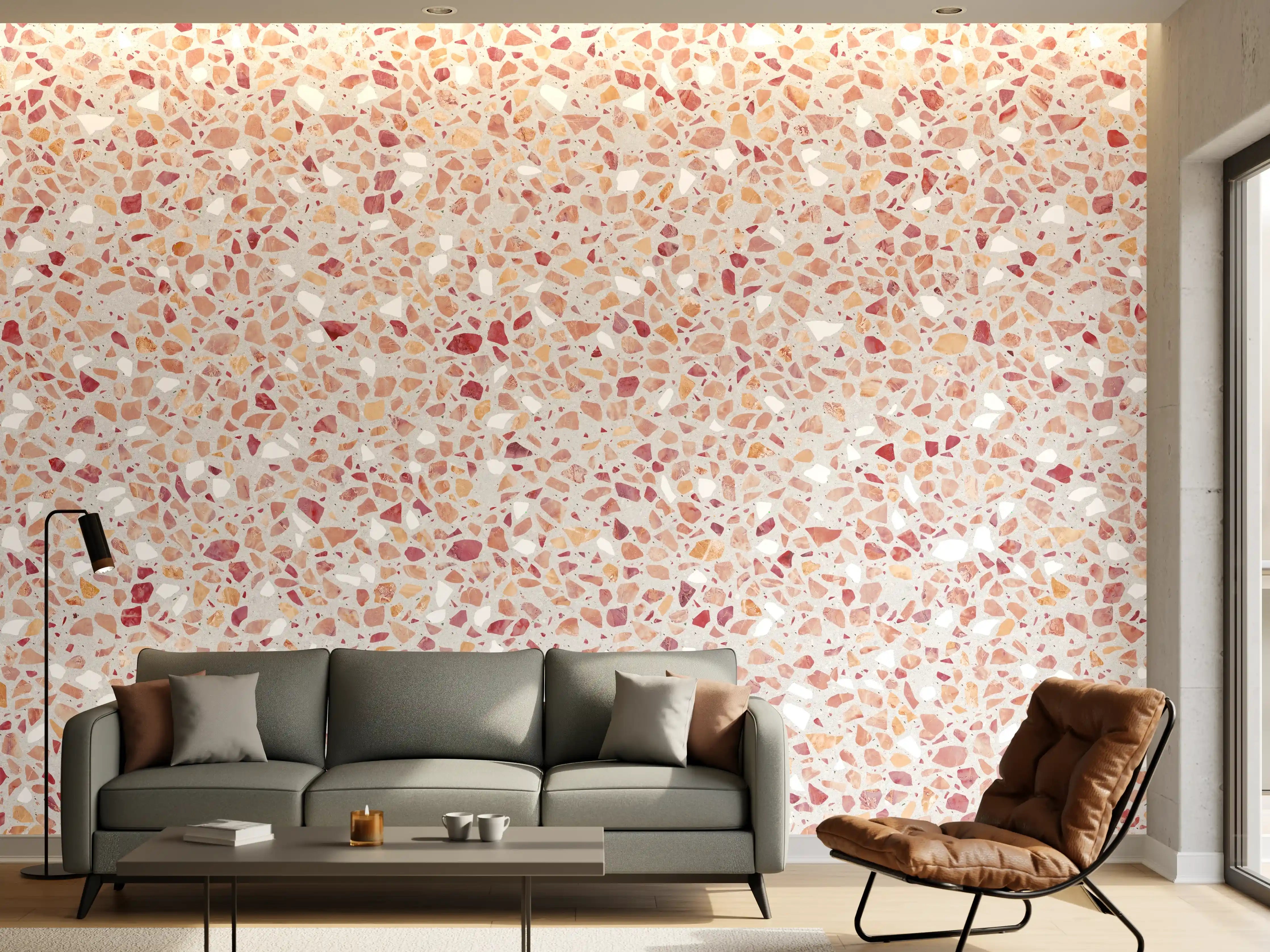 Wandverkleidung Wohnzimmer - Schöne rote Terrazzo Stein Textur