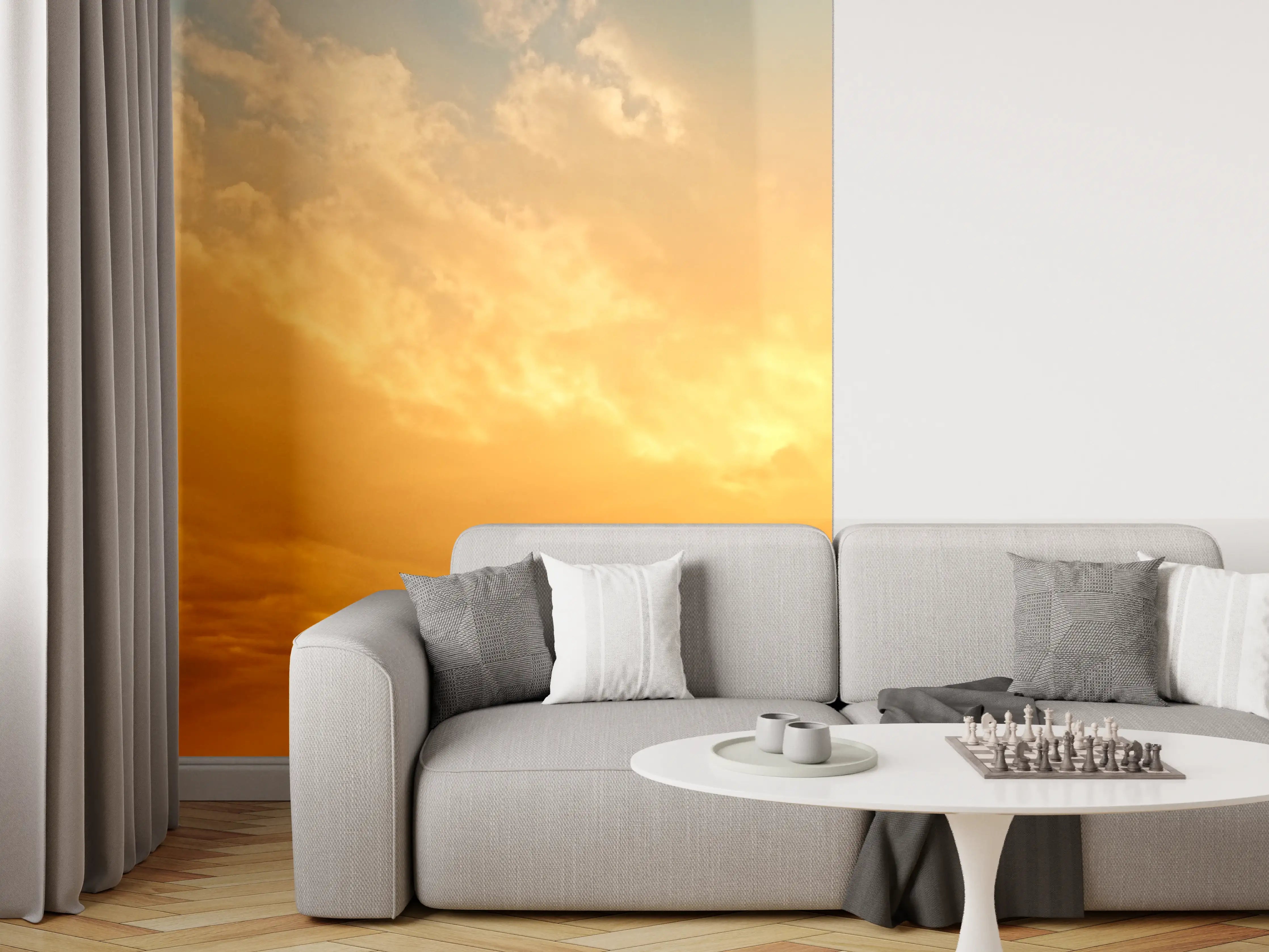 Wandverkleidung Wohnzimmer - Schöner Blick auf Sonnenuntergang